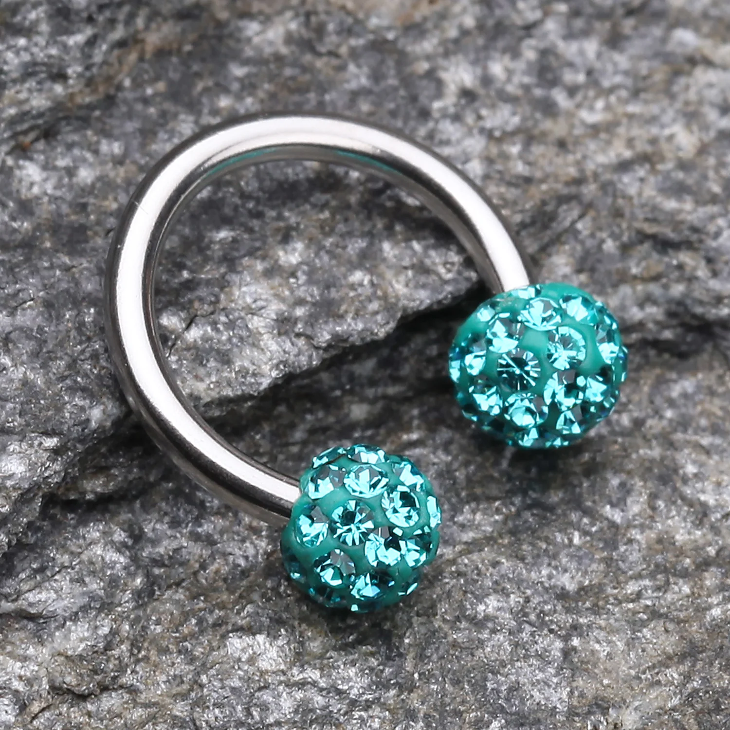 Multi-Gem Sparkle Horseshoe Circular Barbell - Image 2
