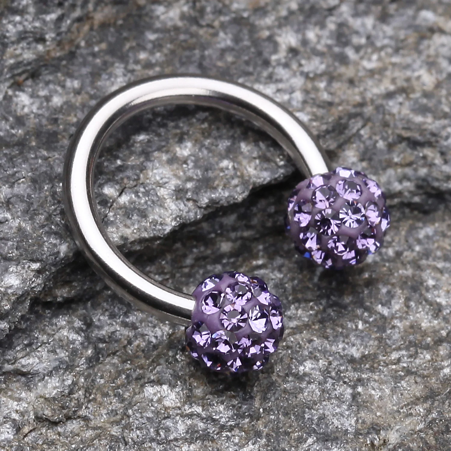 Multi-Gem Sparkle Horseshoe Circular Barbell - Image 2