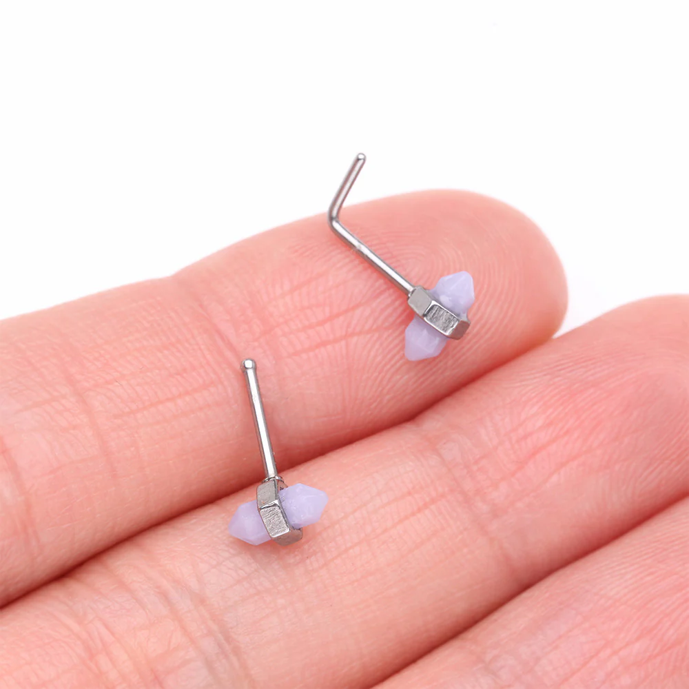 Mystic Lavender Gemstone Nose Stud Ring - Image 4