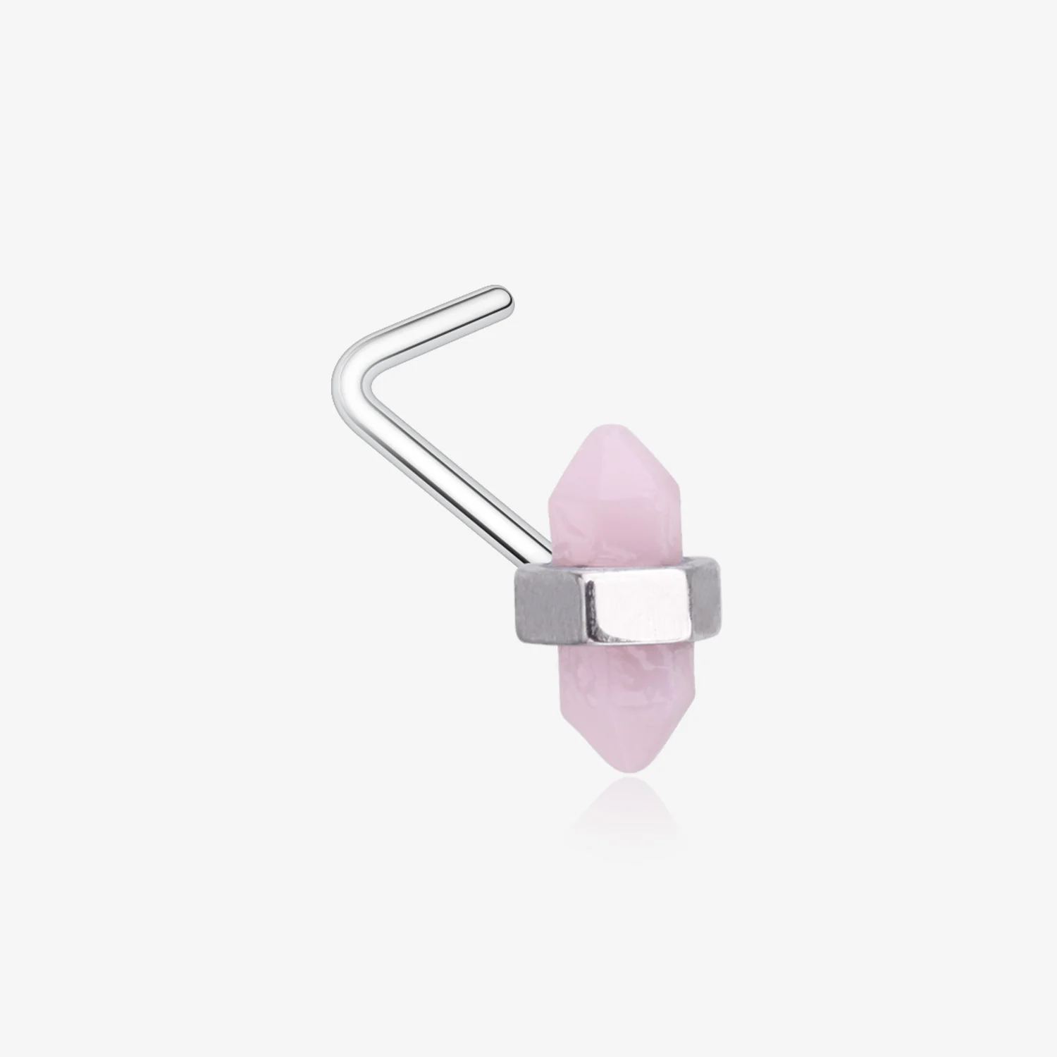 Mystic Rose Gemstone L-Shaped Nose Ring