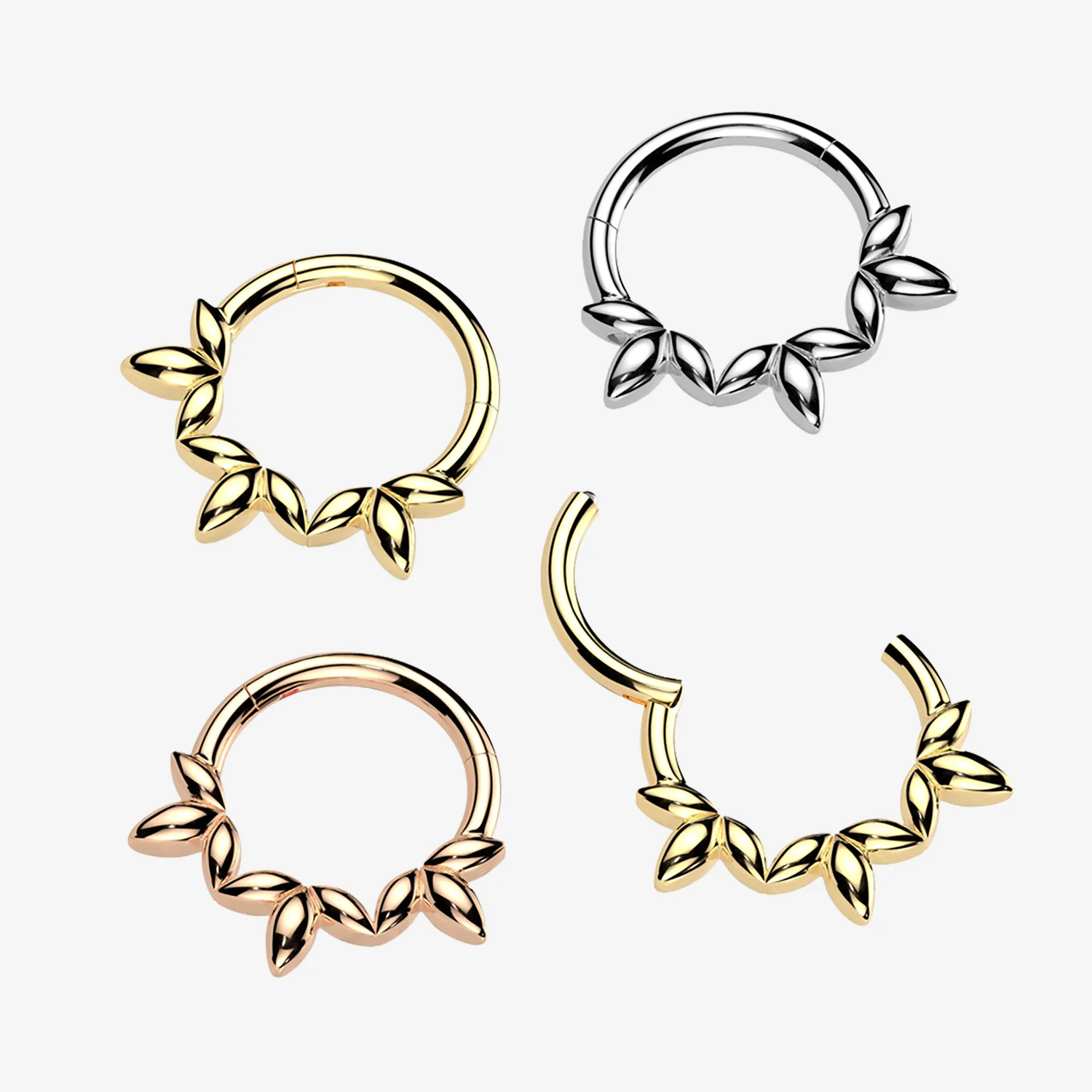 Olive Vine Leaf Clicker Hoop Ring - Image 2