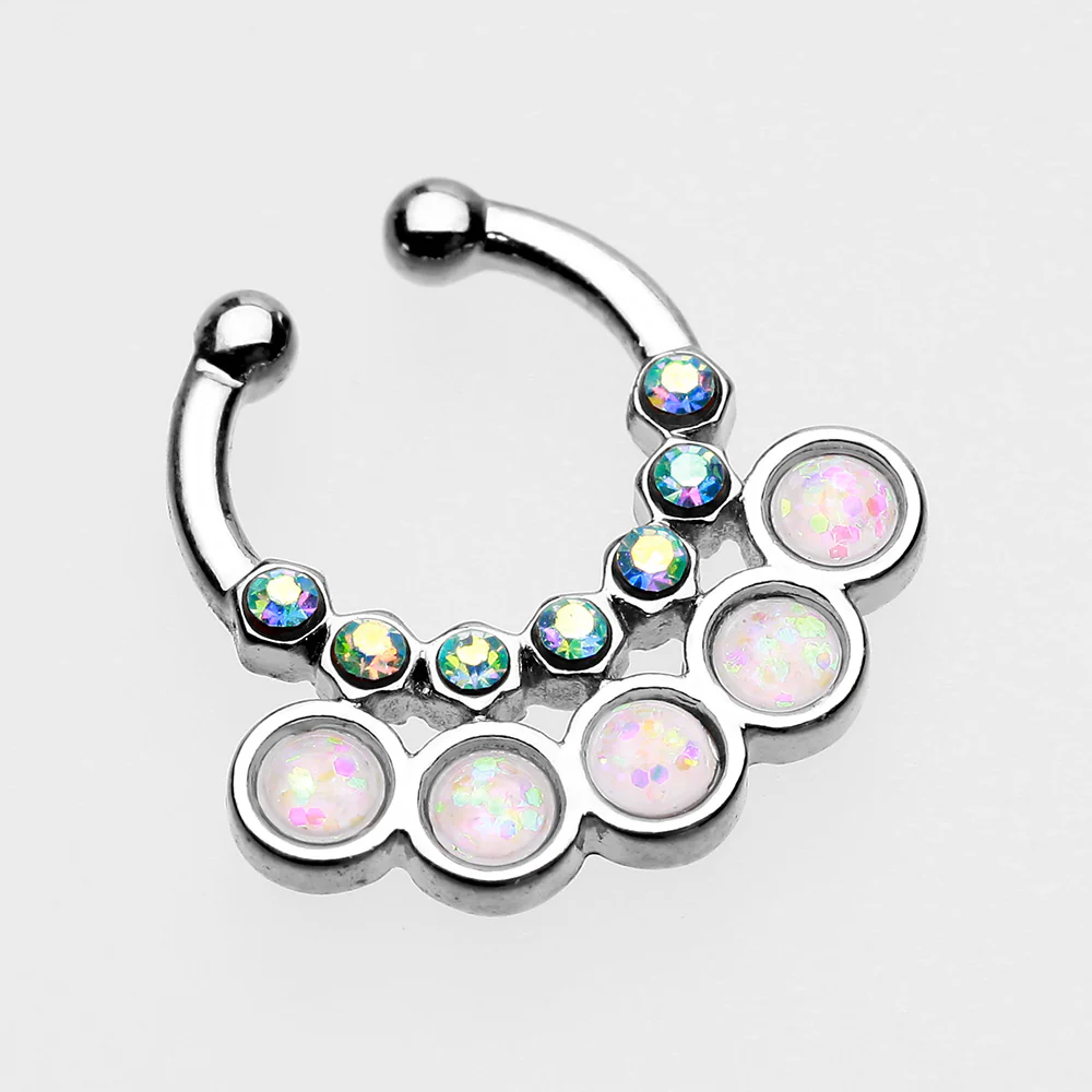 Opal Aureole Gemina Fake Septum Clip-On Ring - Image 3