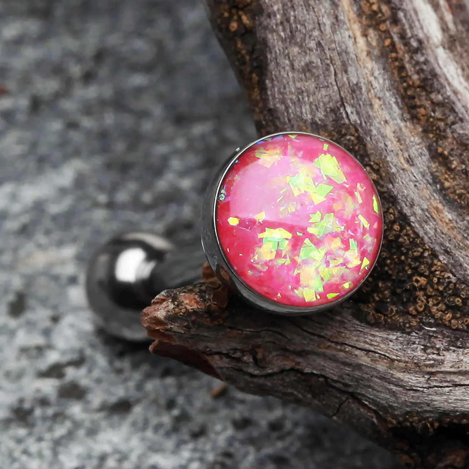 Opal Sparkle Barbell Tongue Ring - Image 2