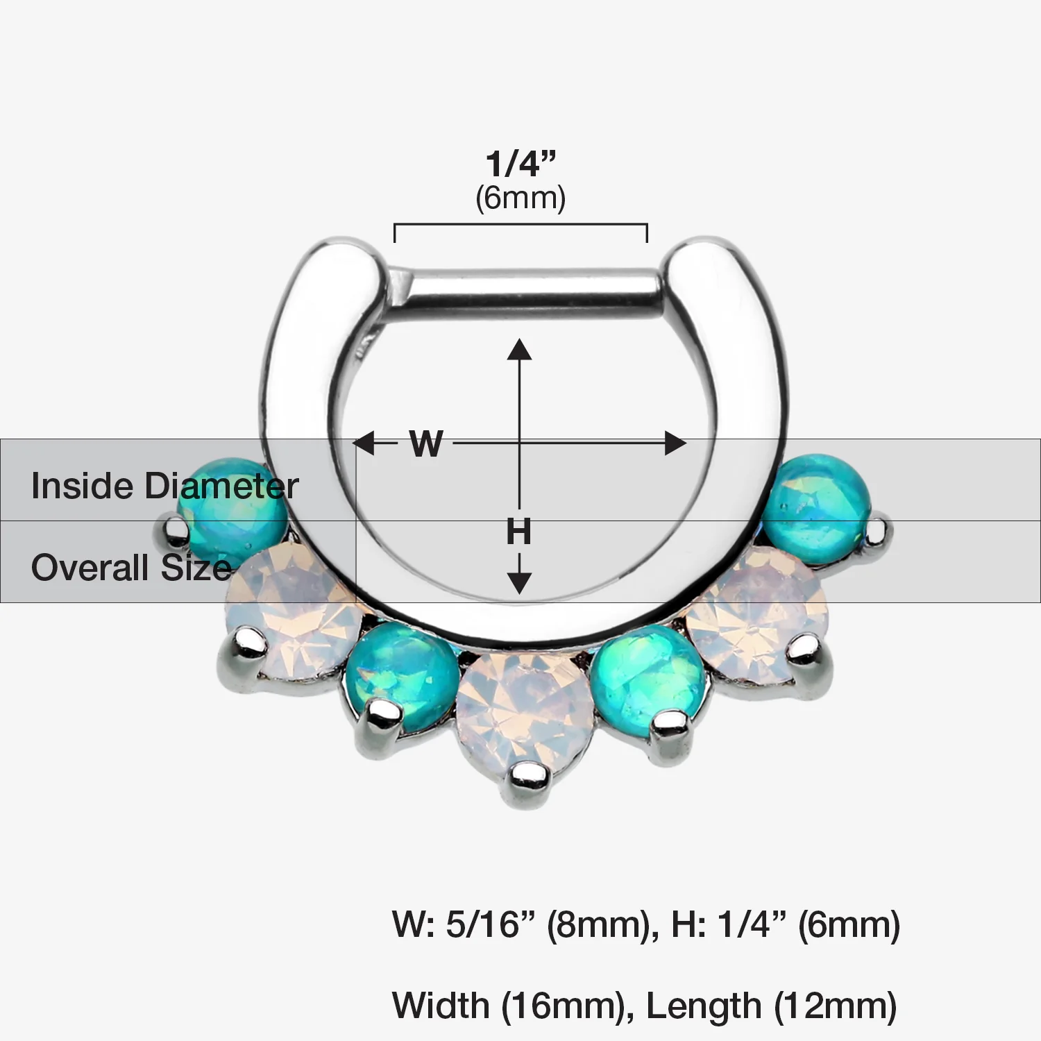 Opal Sparkle Deuce Septum Clicker Ring - Image 2
