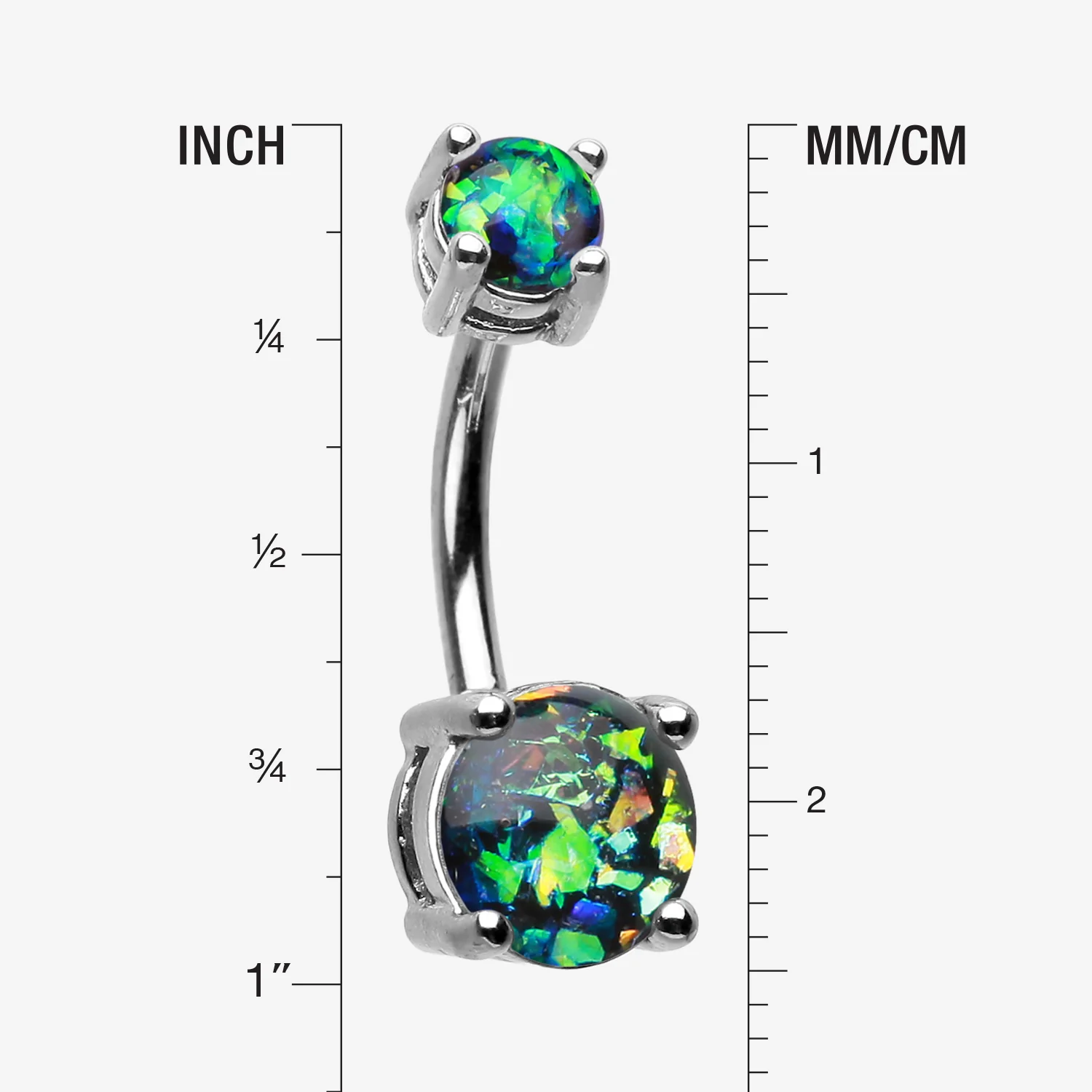 Opal Sparkle Prong Set Belly Button Ring - Image 2