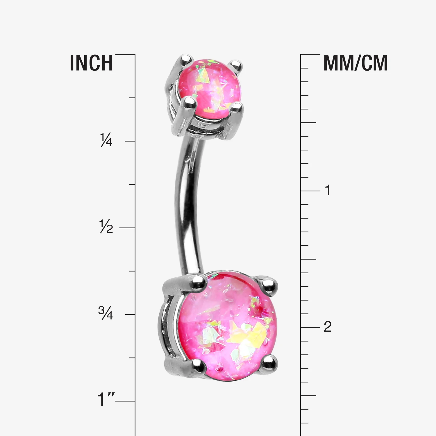 Opal Sparkle Prong Set Belly Button Ring - Image 2
