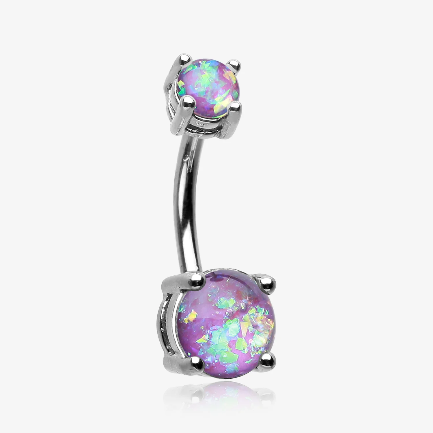 Opal Sparkle Prong Set Belly Button Ring