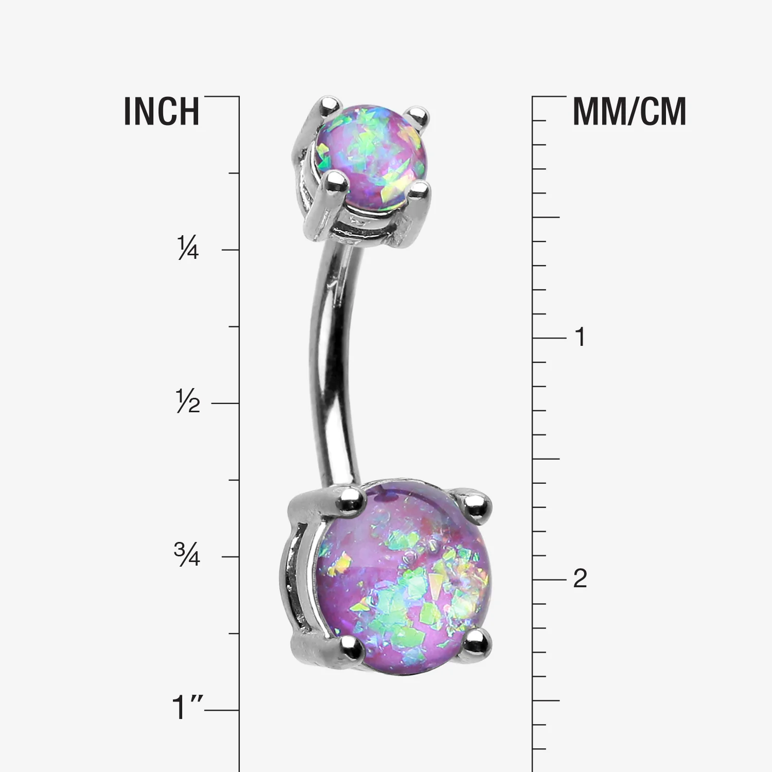 Opal Sparkle Prong Set Belly Button Ring - Image 2