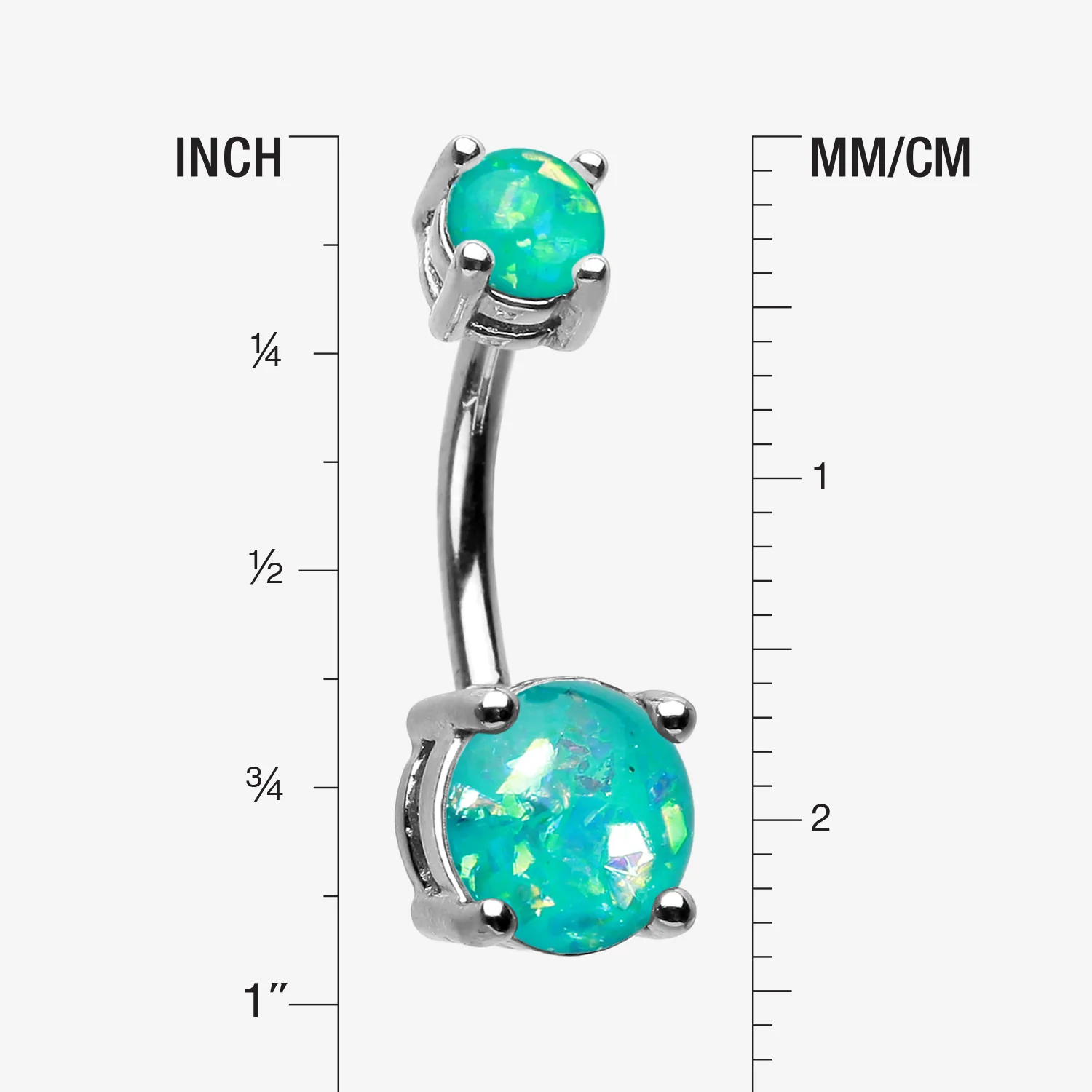 Opal Sparkle Prong Set Belly Button Ring - Image 2