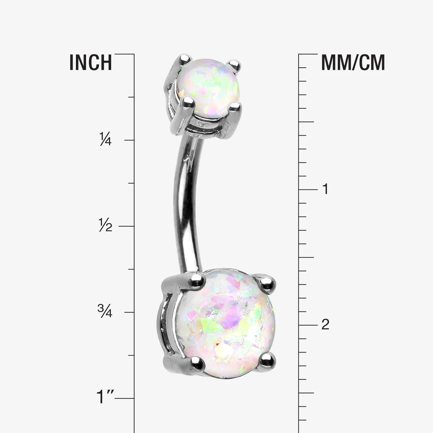 Opal Sparkle Prong Set Belly Button Ring - Image 2