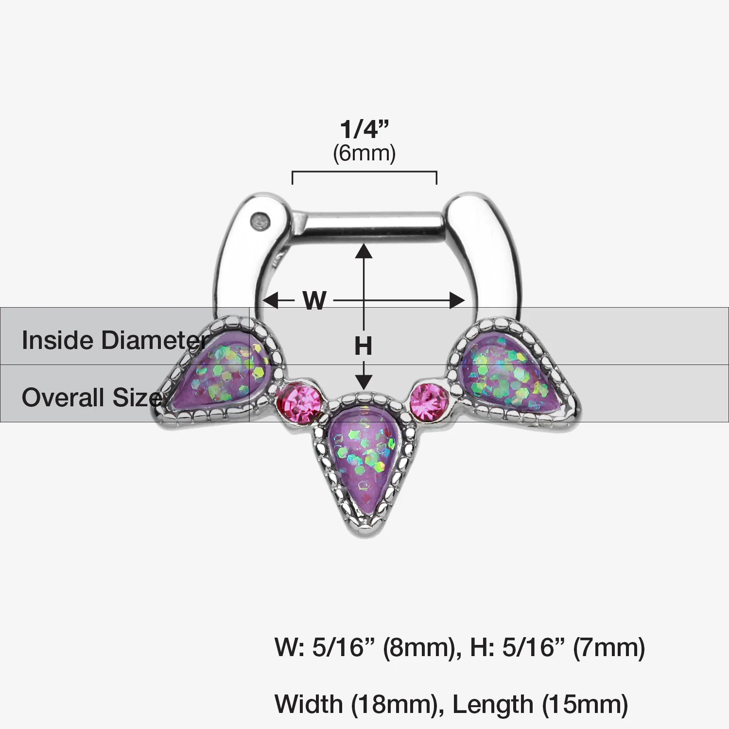 Opal Sparkle Trident Septum Clicker - Image 2