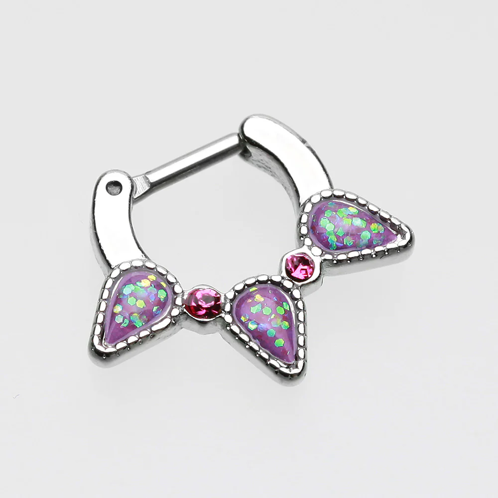 Opal Sparkle Trident Septum Clicker - Image 3