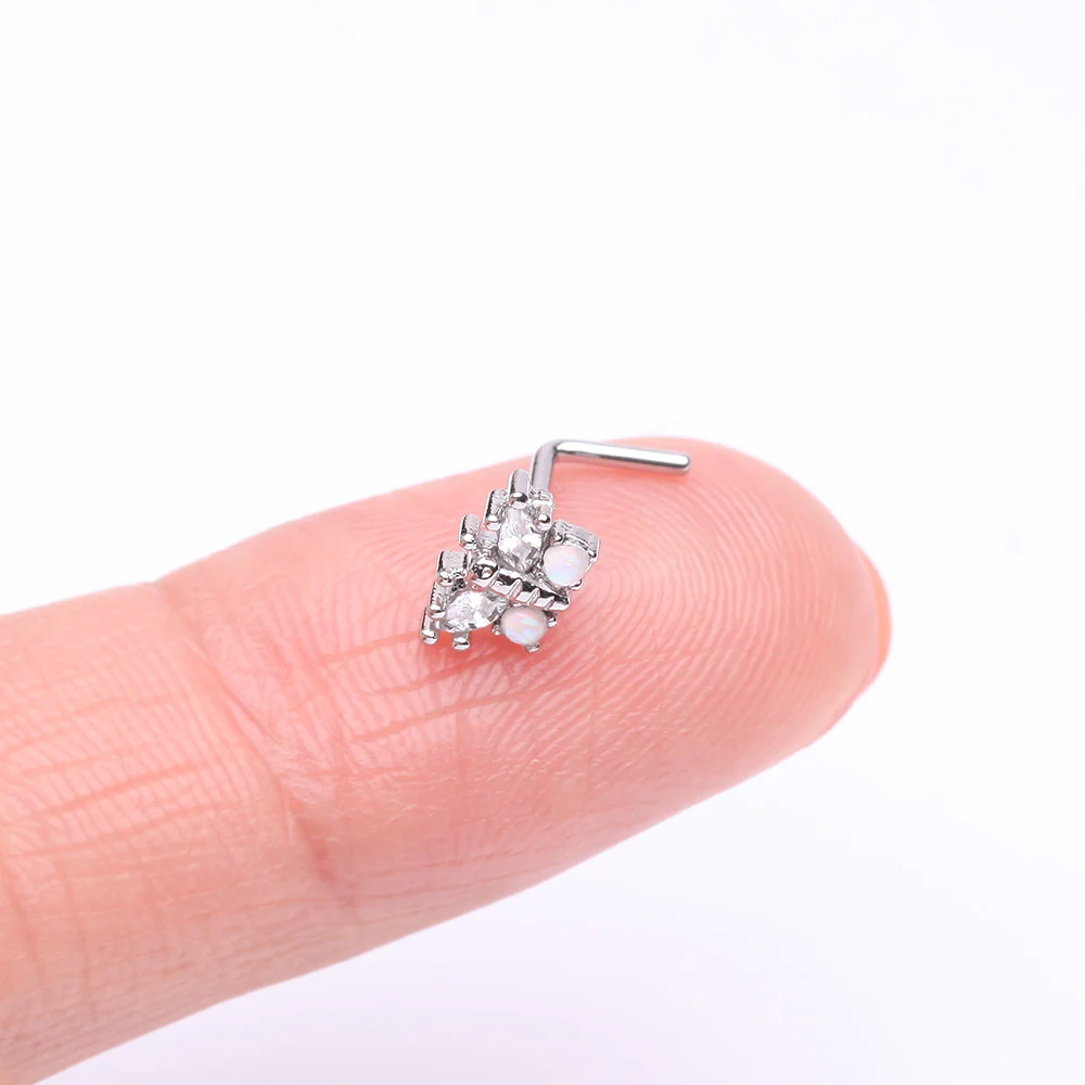 Opalescent Butterfly Sparkle L-Shaped Nose Ring - Image 3
