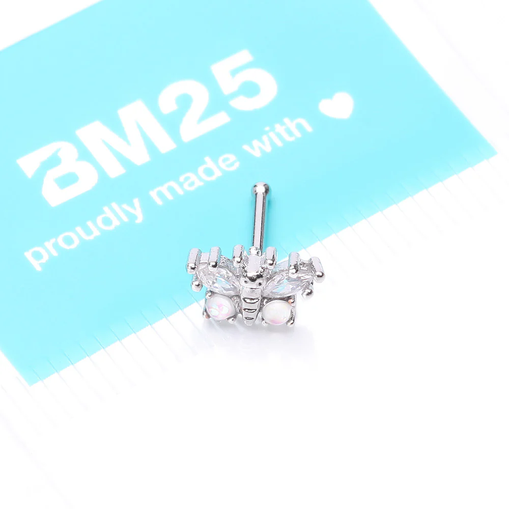 Opalescent Butterfly Sparkle Nose Stud Ring - Image 5