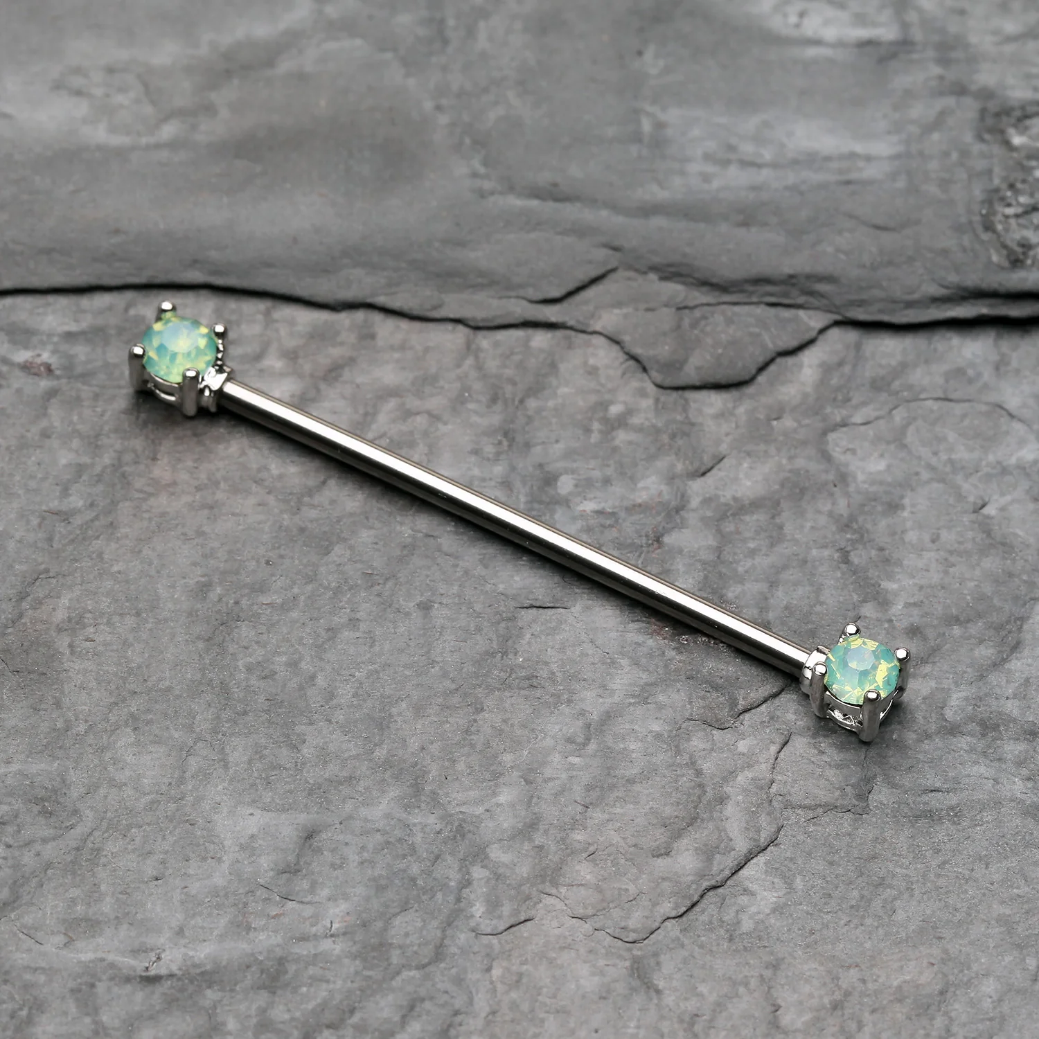 Opalite Gem Prong Industrial Barbell - Image 2