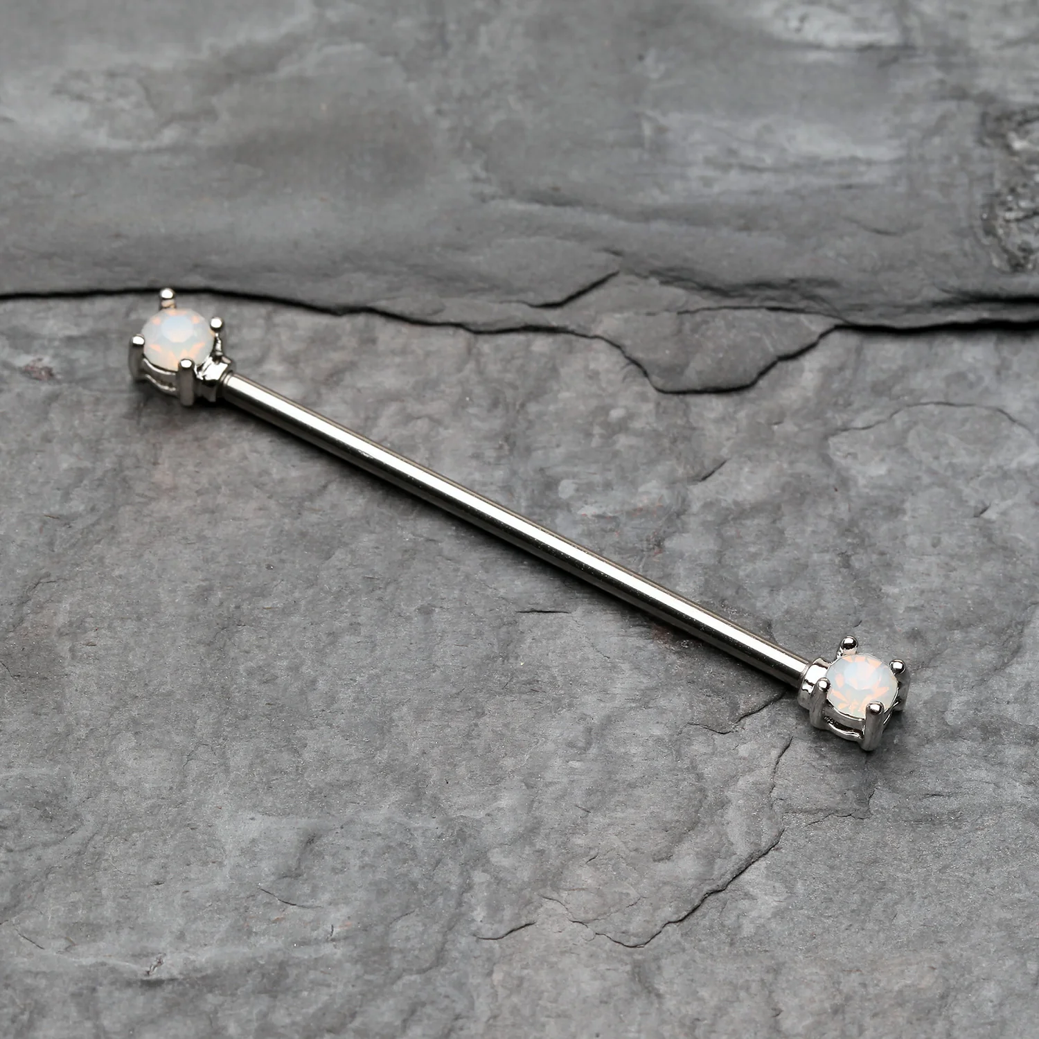 Opalite Gem Prong Industrial Barbell - Image 2
