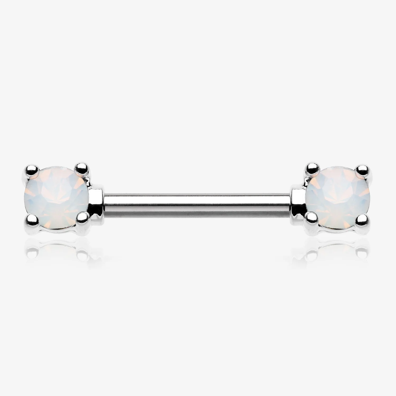 A Pair of Opalite Gem Prong Nipple Barbell