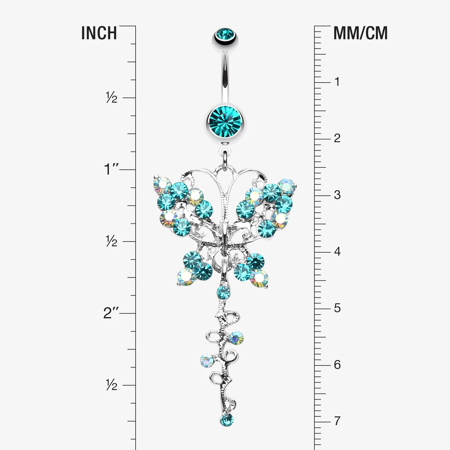 Opulent Butterfly Multi-Gem Belly Button Ring - Image 2