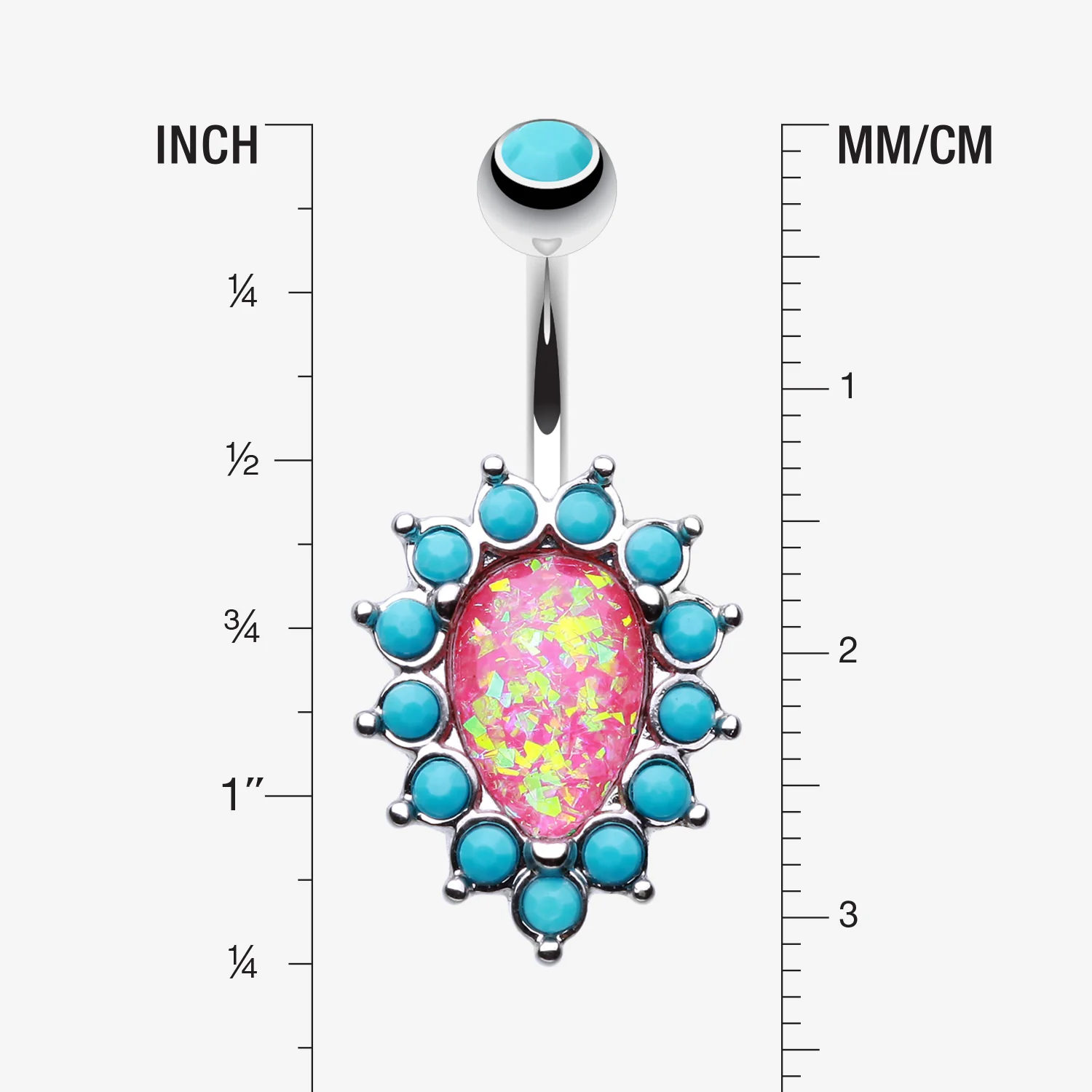 Opulent Opal Turquoise Belly Button Ring - Image 2
