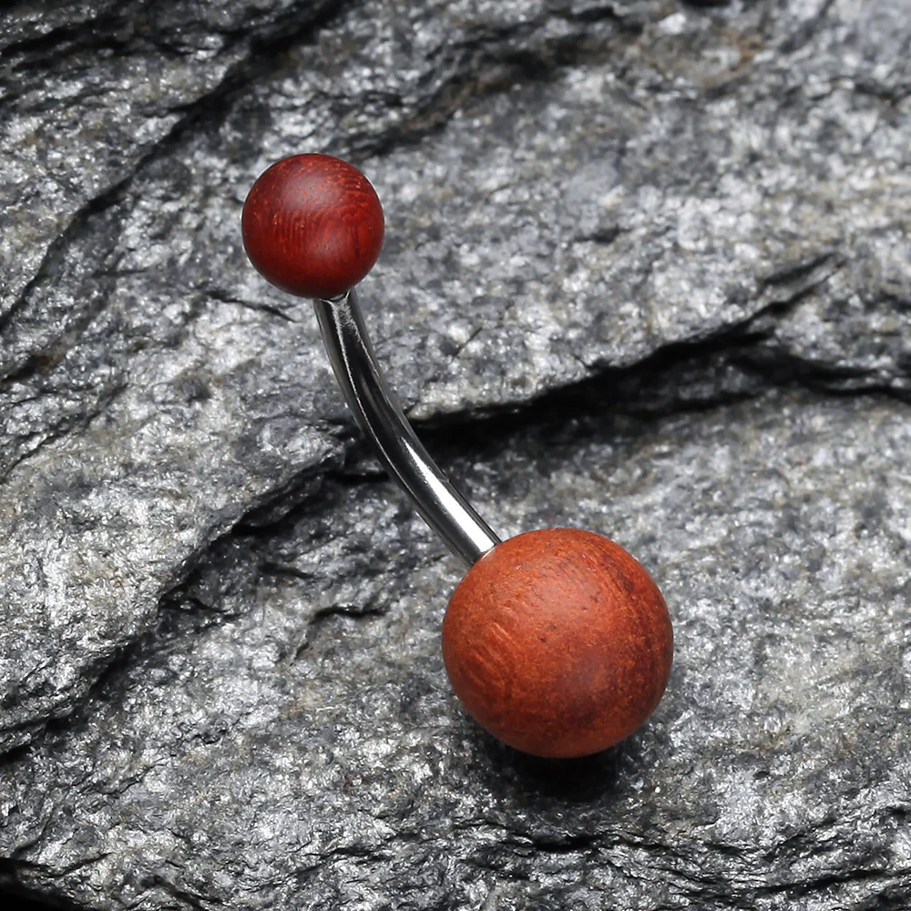 Organic Cherry Wood Belly Button Ring - Image 3