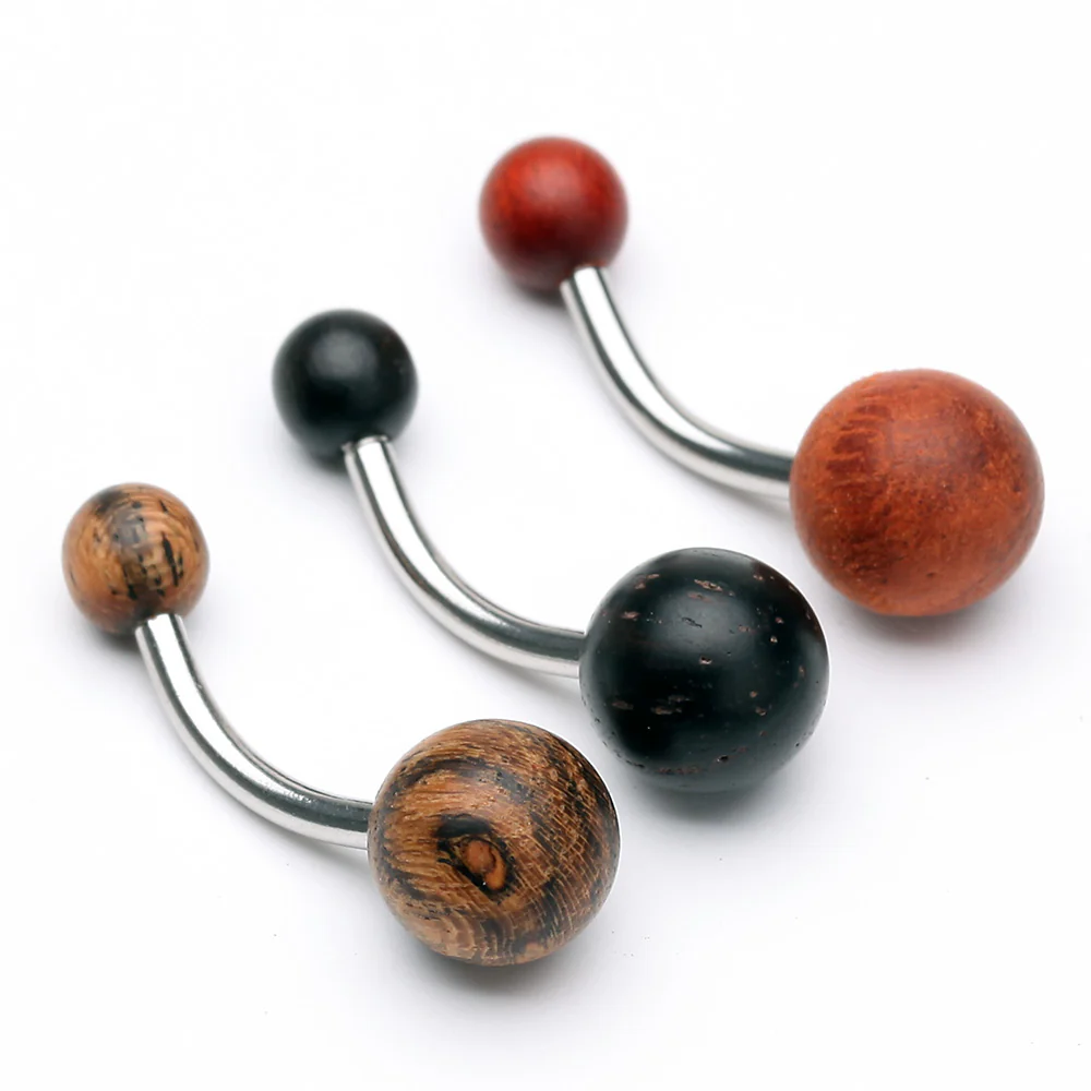 Organic Cherry Wood Belly Button Ring - Image 4