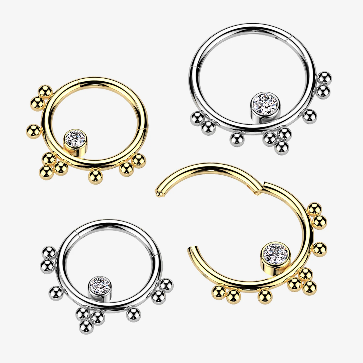 Ornate Bali Beads Sparkle Clicker Hoop Ring - Image 2