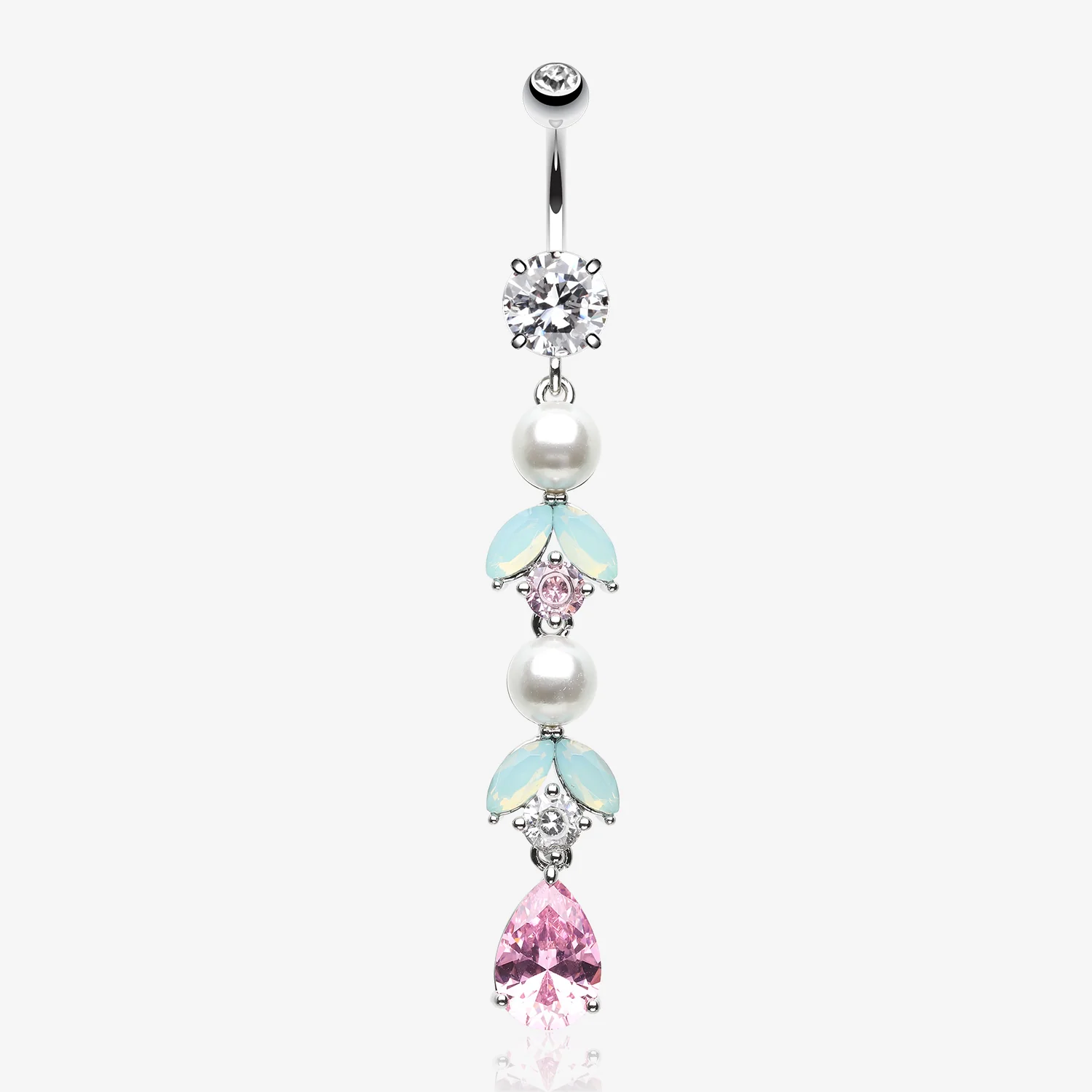 Pastel Lumi Pearlescent Dangle Leaf Drop Belly Button Ring