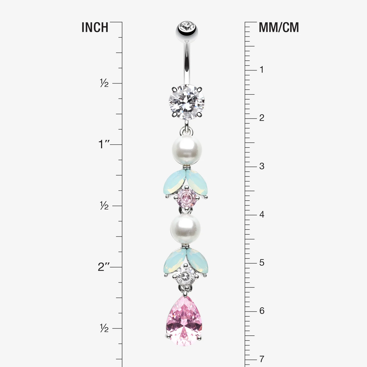 Pastel Lumi Pearlescent Dangle Leaf Drop Belly Button Ring - Image 2