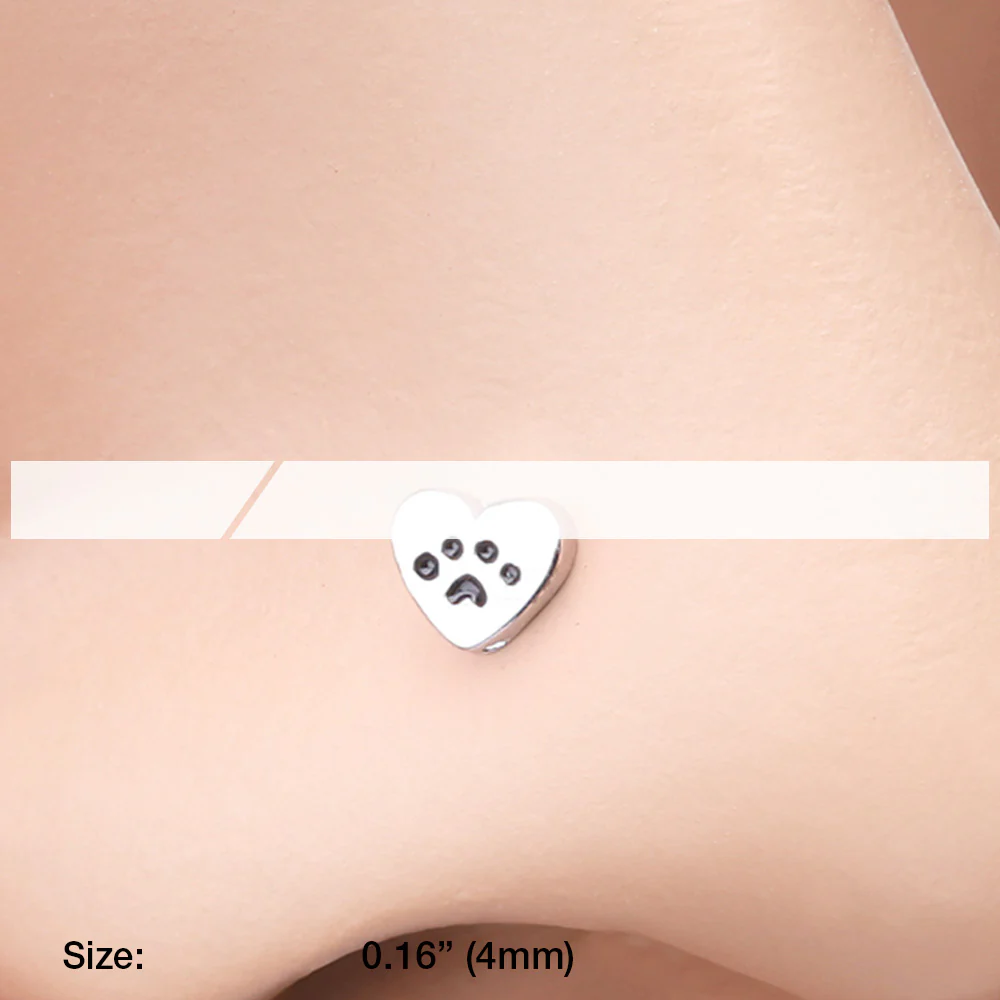 Paw in Heart Animal Lover L-Shaped Nose Ring - Image 3