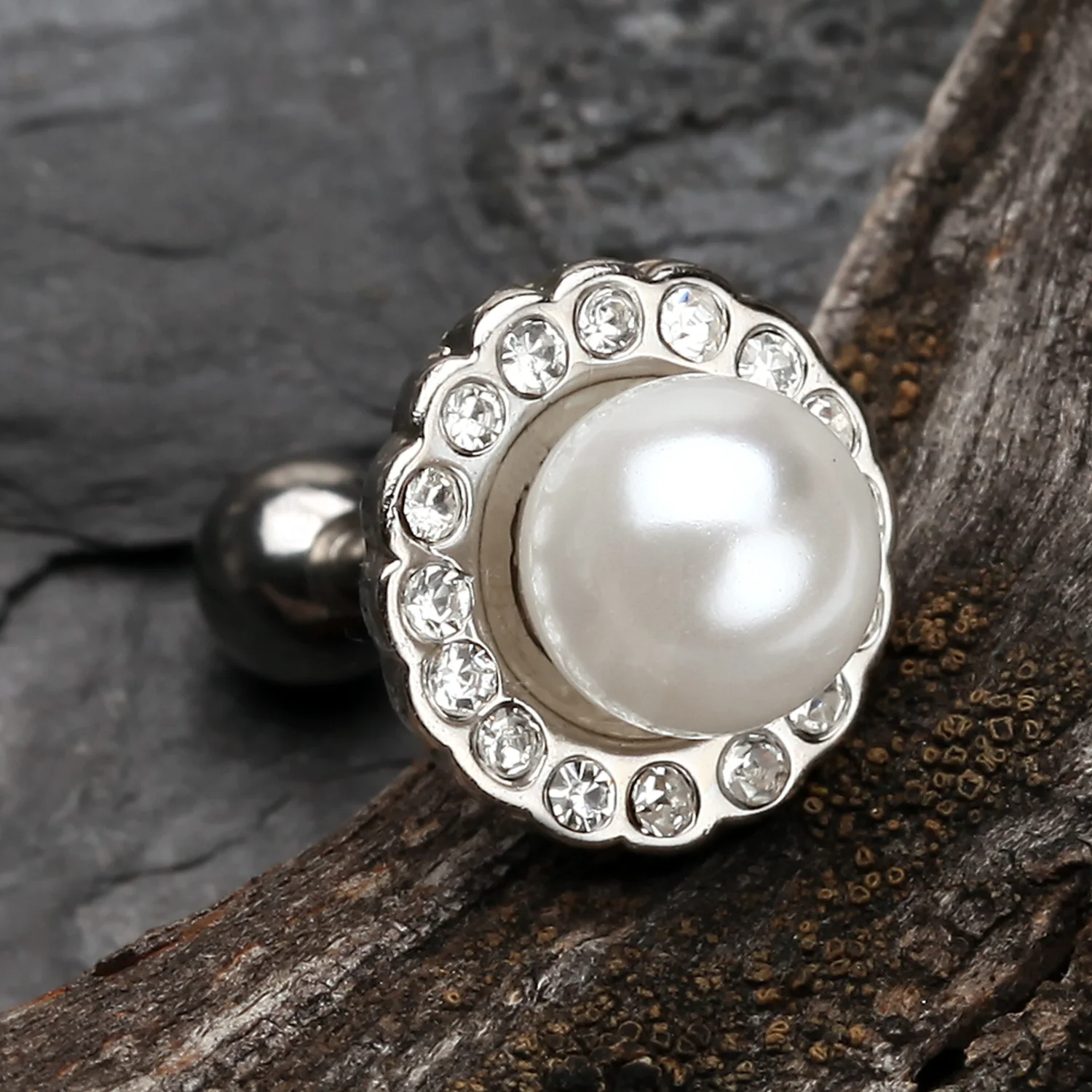 Pearl Blossom Sparkle Cartilage Tragus Earring - Image 2