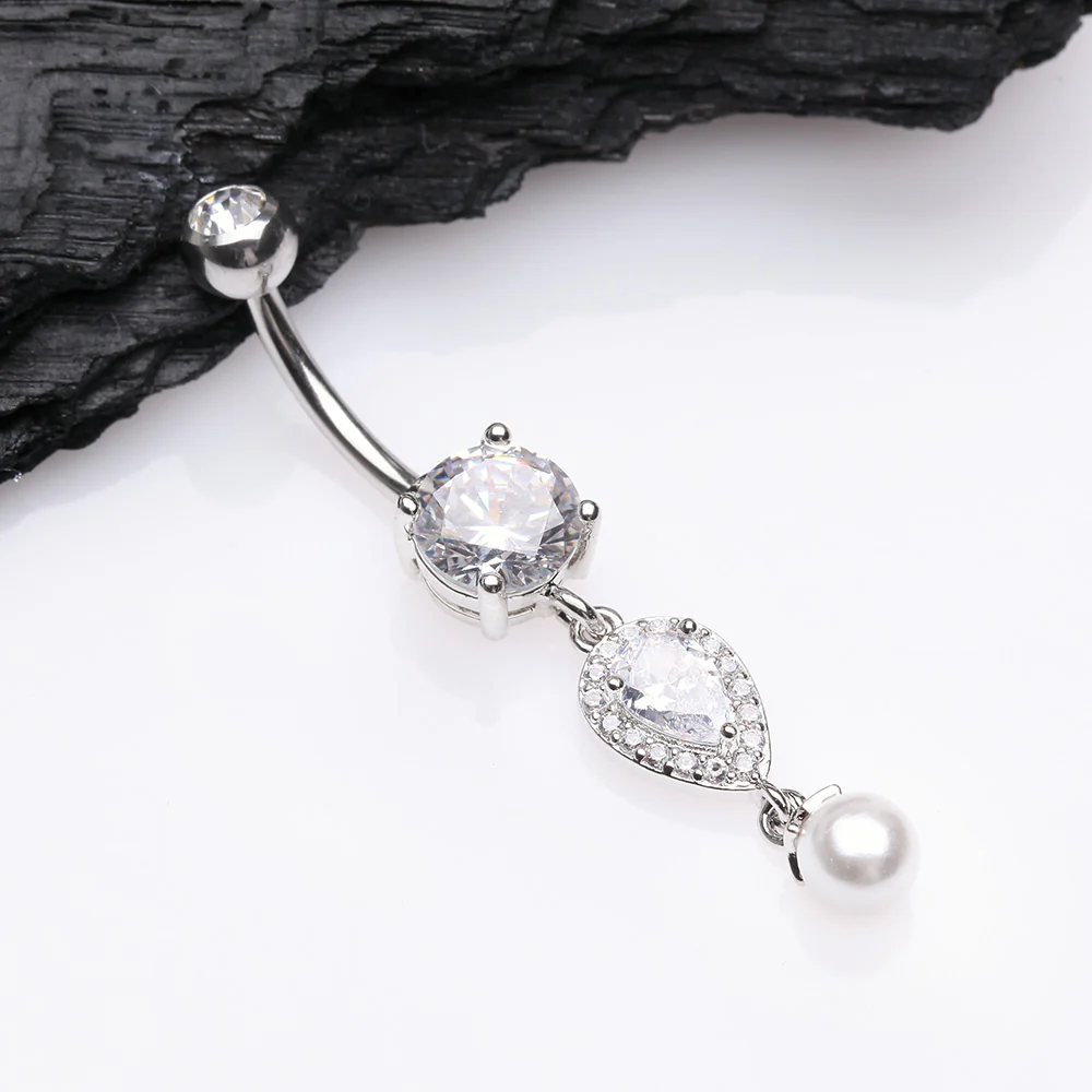 Pearlescent Teardrop Lumi Sparkle Belly Button Ring - Image 3