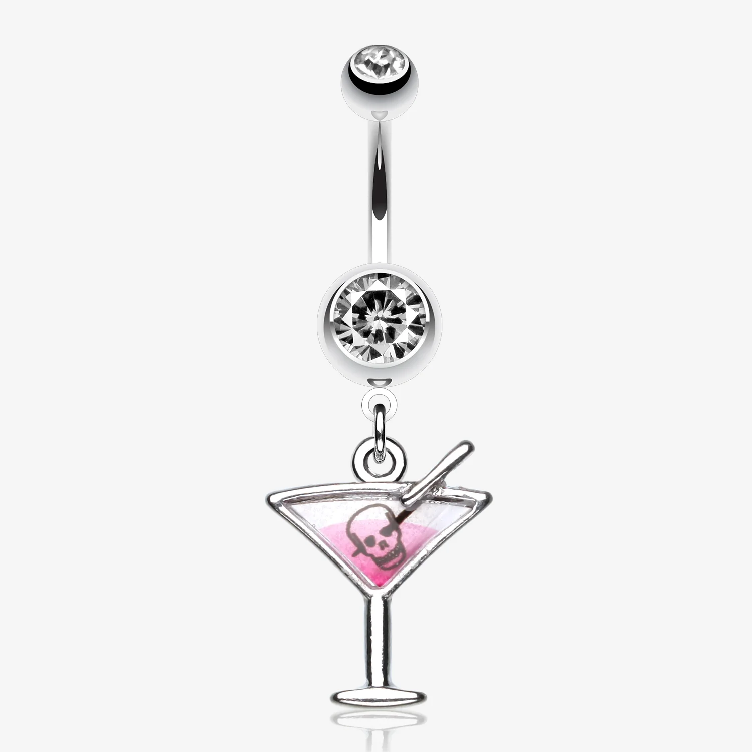 Poison Skull Martini Glass Belly Ring