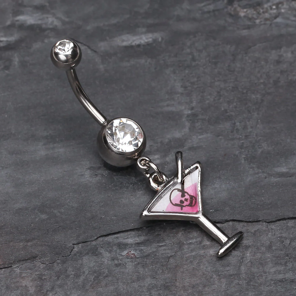 Poison Skull Martini Glass Belly Ring - Image 3