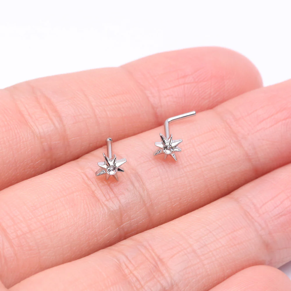 Polaris Sparkle North Star L-Shaped Nose Ring - Image 4