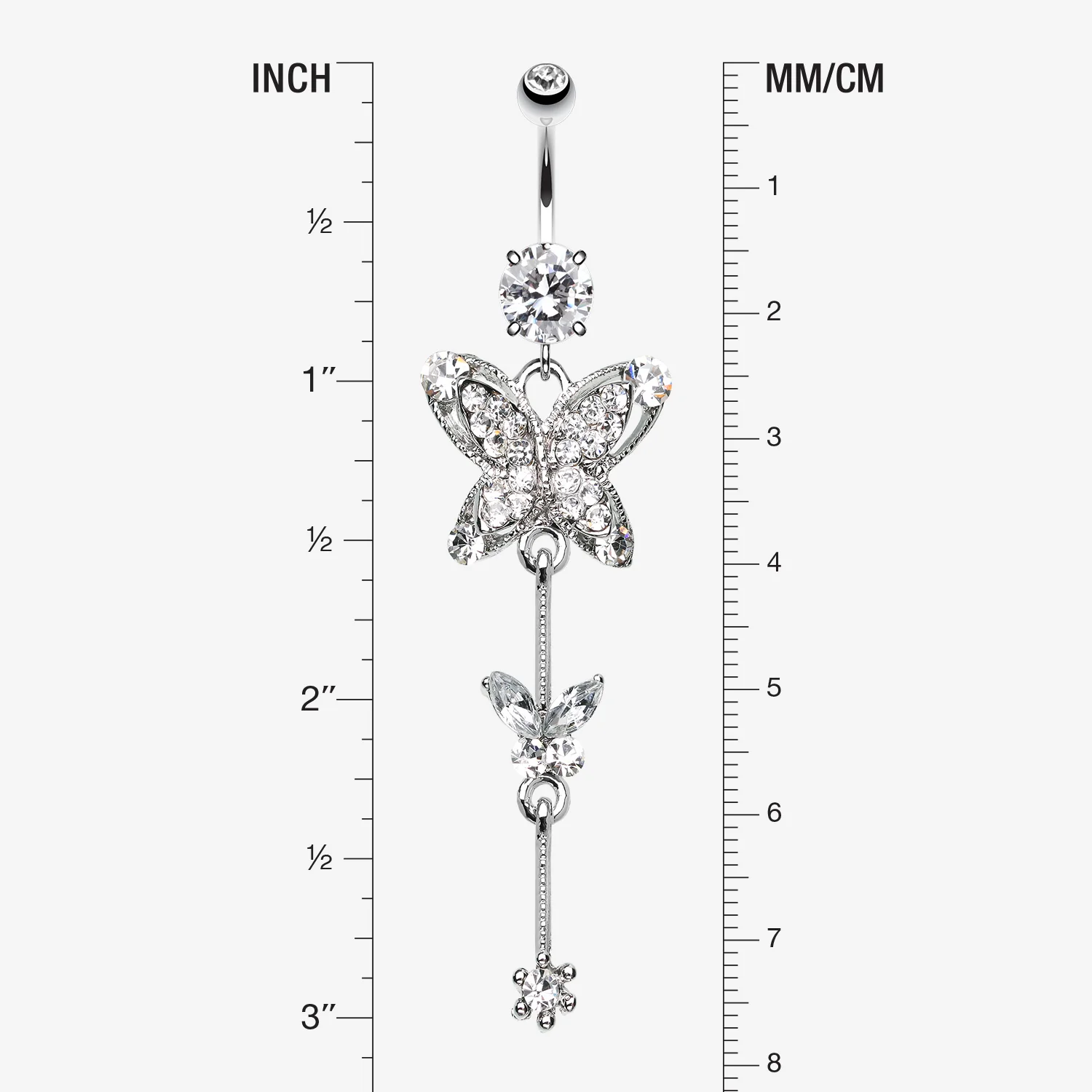 Precious Butterfly Sparkle Belly Button Ring - Image 2