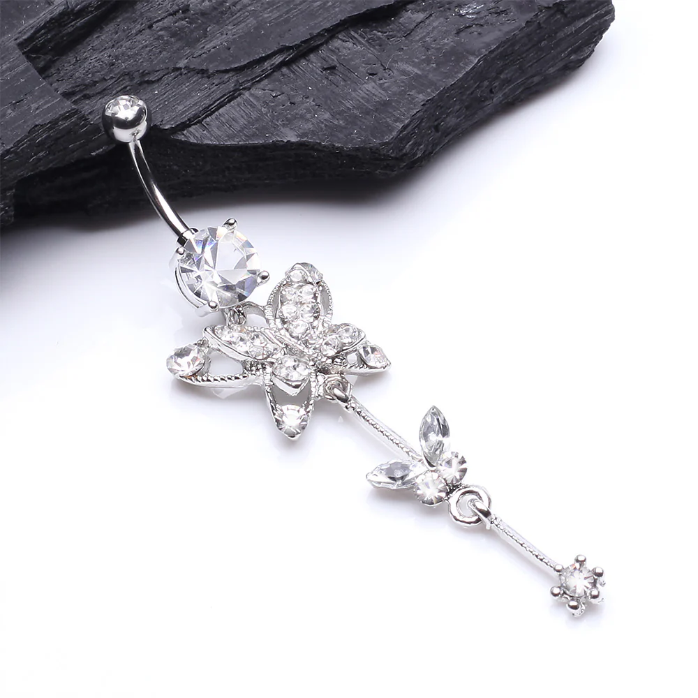 Precious Butterfly Sparkle Belly Button Ring - Image 3