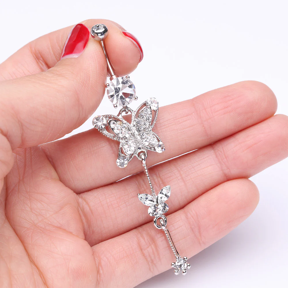 Precious Butterfly Sparkle Belly Button Ring - Image 4