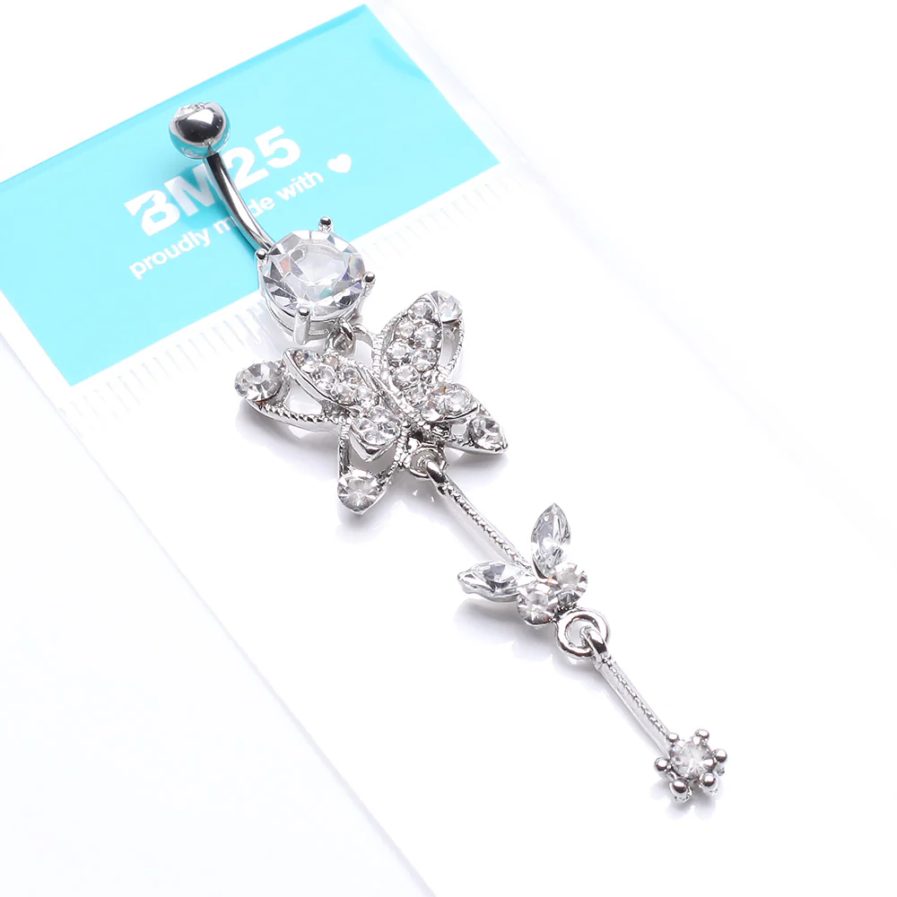 Precious Butterfly Sparkle Belly Button Ring - Image 5