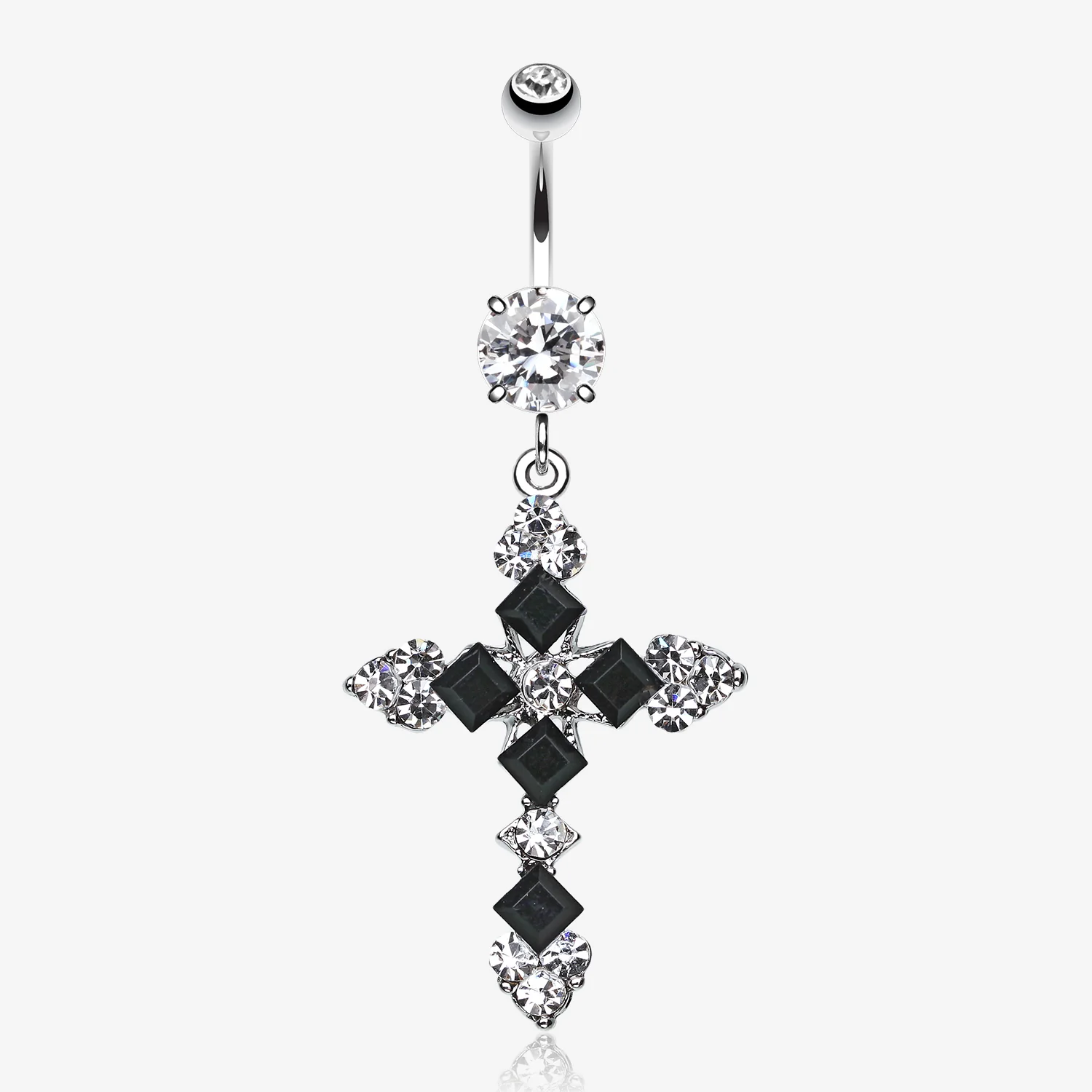 Princess Cut Cross Sparkle Belly Button Ring