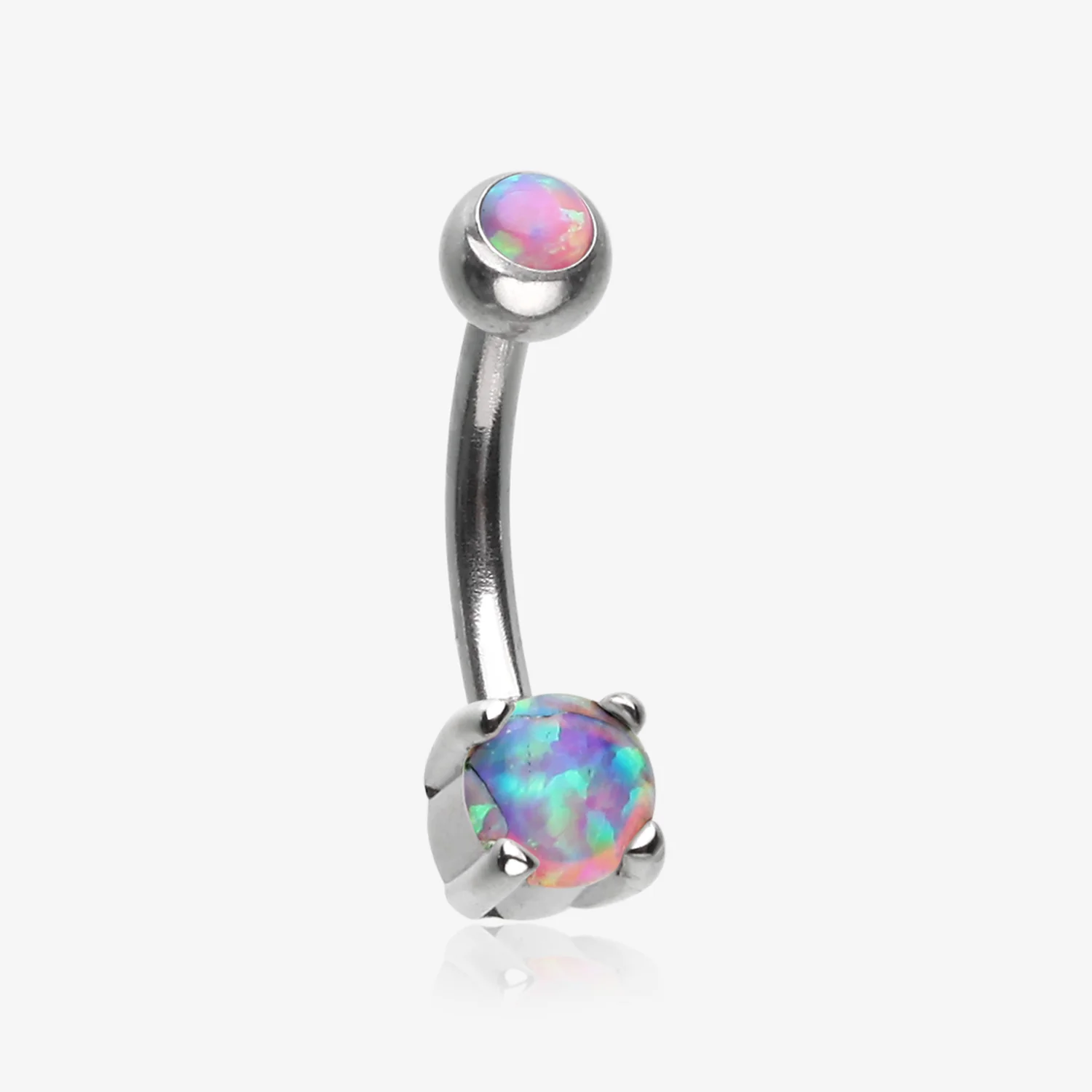 Pristine Fire Opal Sparkles Internally Threaded Curved Barbell
