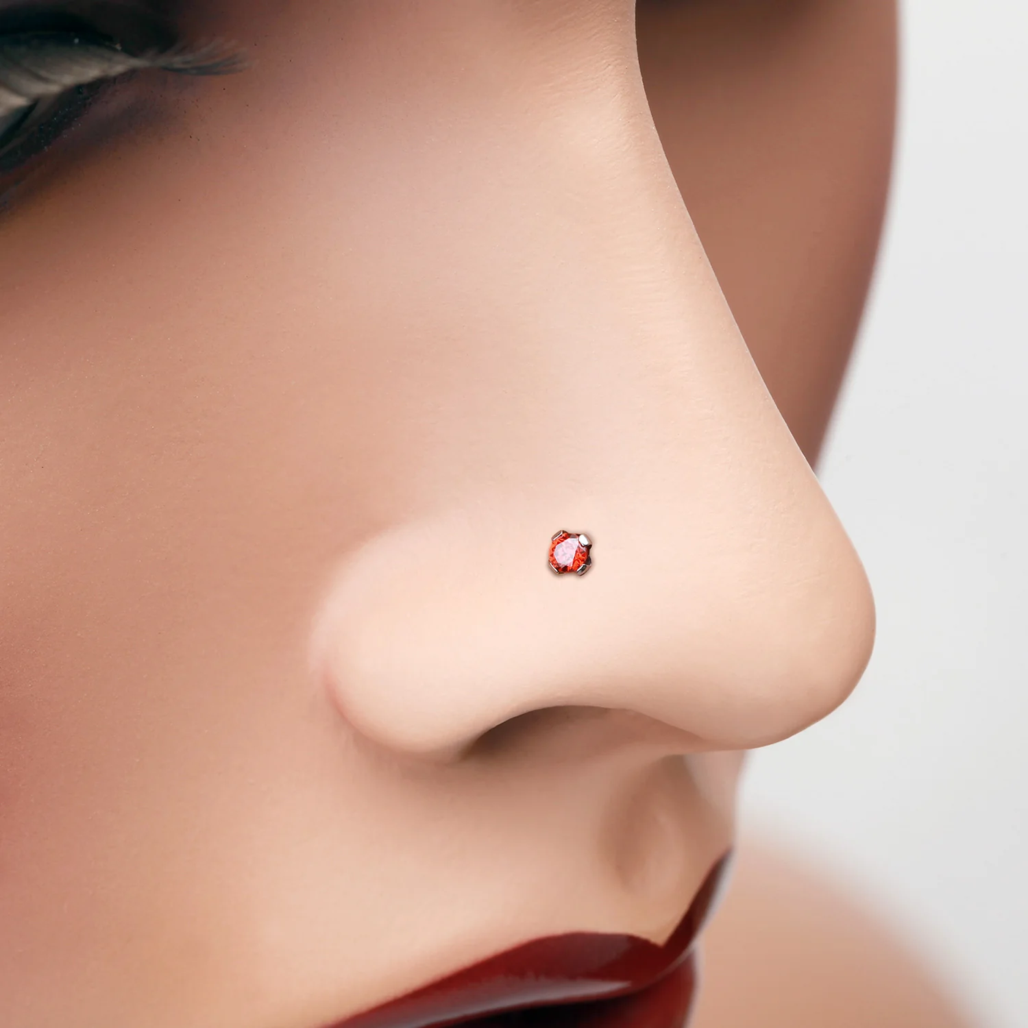 Prong Set Gem Top Steel Nose Screw Ring - Image 2