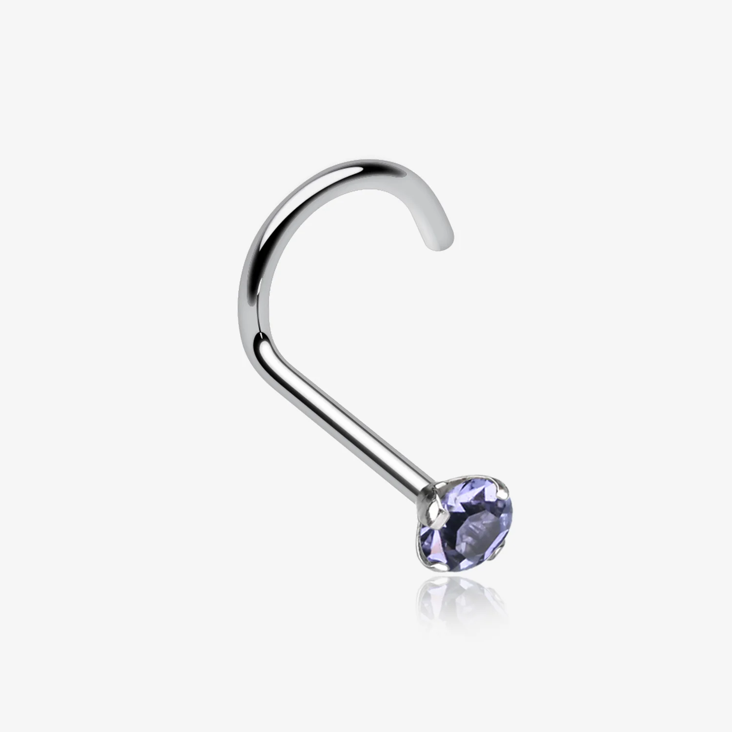 Prong Set Gem Top Steel Nose Screw Ring