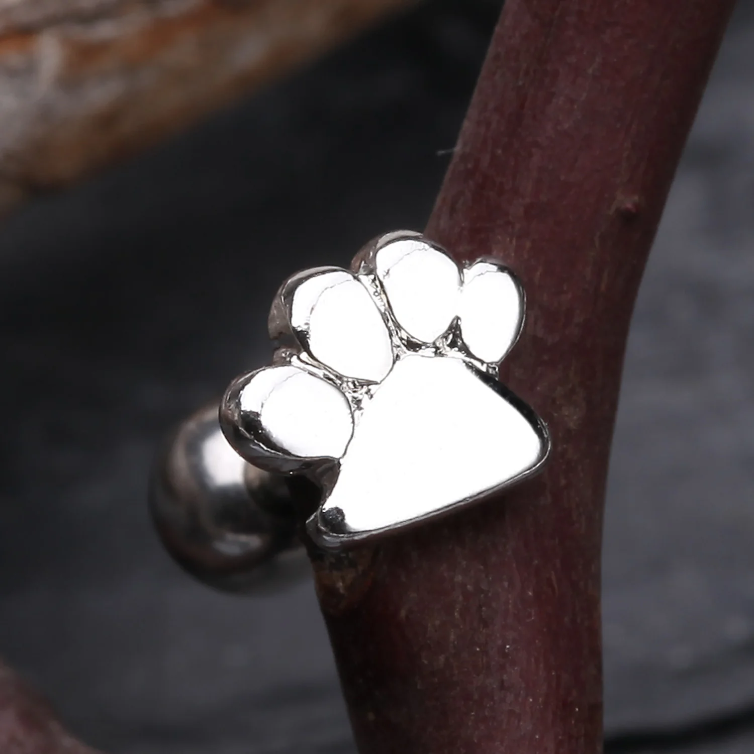 Puppy Paw Cartilage Tragus Barbell - Image 2