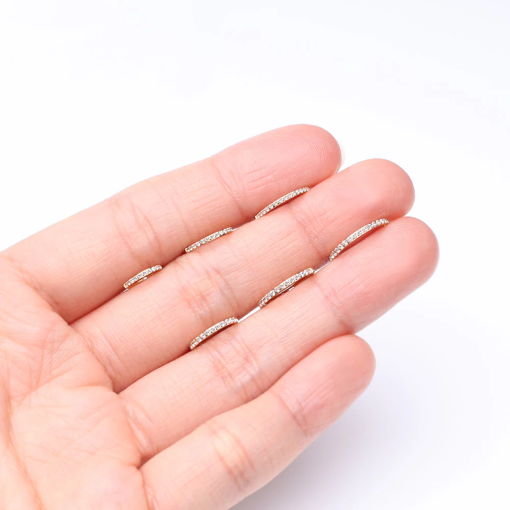 Pure24K Implant Grade Titanium Brilliant Sparkle Gems Lined Seamless Clicker Hoop Ring - Image 4