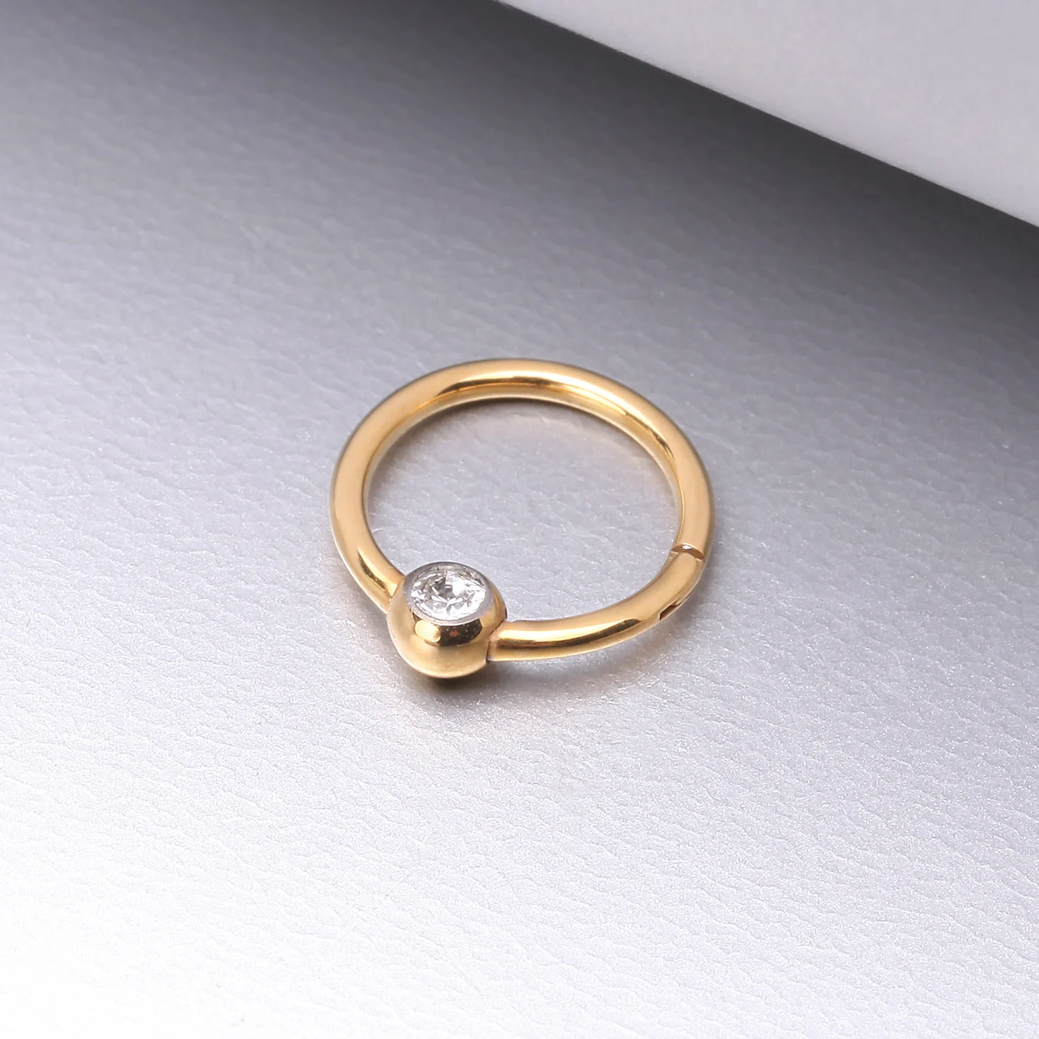 Pure24K Implant Grade Titanium Front Gem Ball CBR Style Seamless Clicker Hoop Ring - Image 2