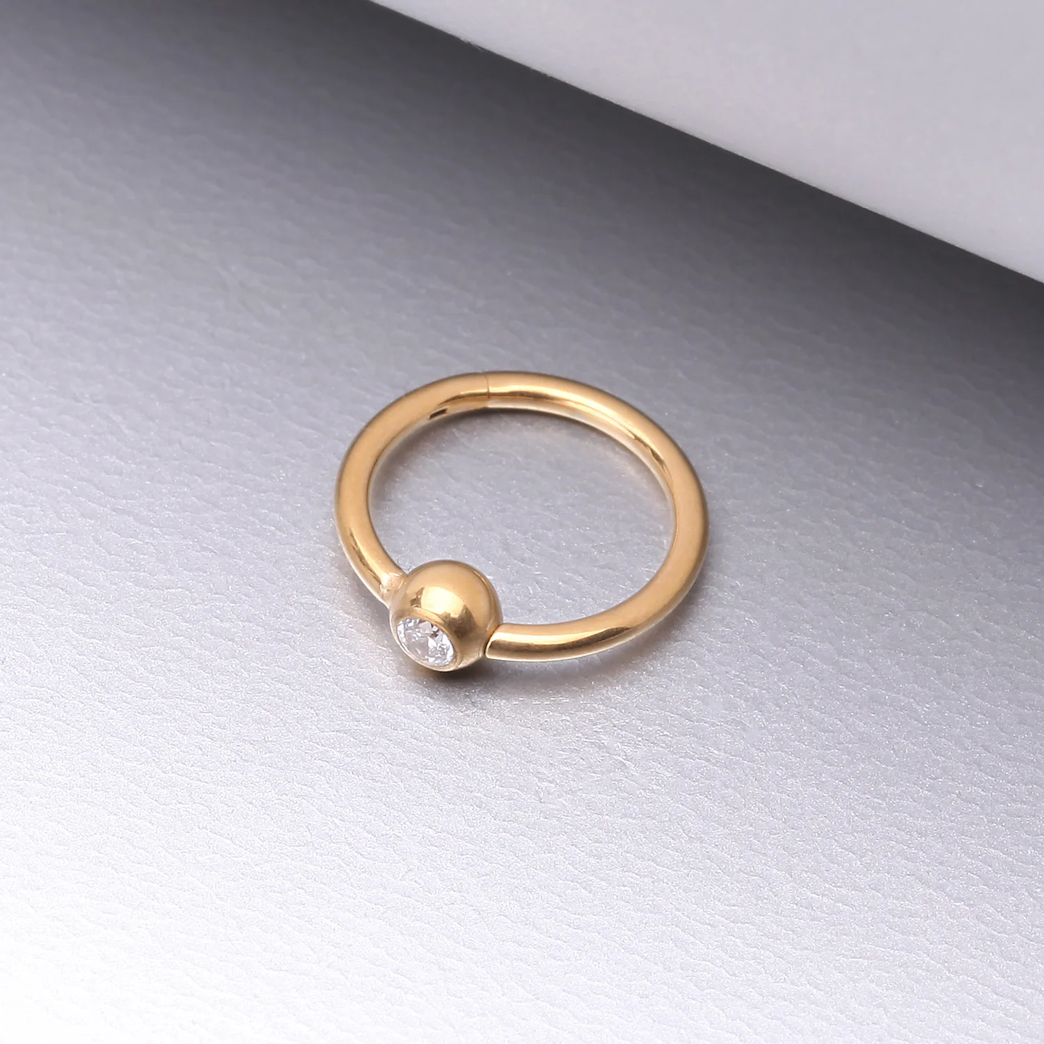 Pure24K Implant Grade Titanium Gem Ball CBR Style Seamless Clicker Hoop Ring - Image 2