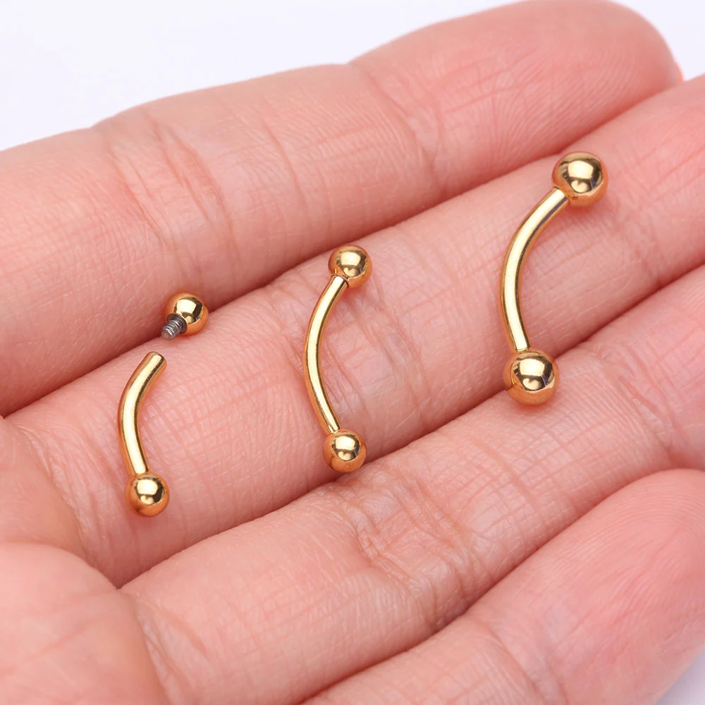 Pure24K Implant Grade Titanium Internally Threaded Basic Curved Barbell - Image 4