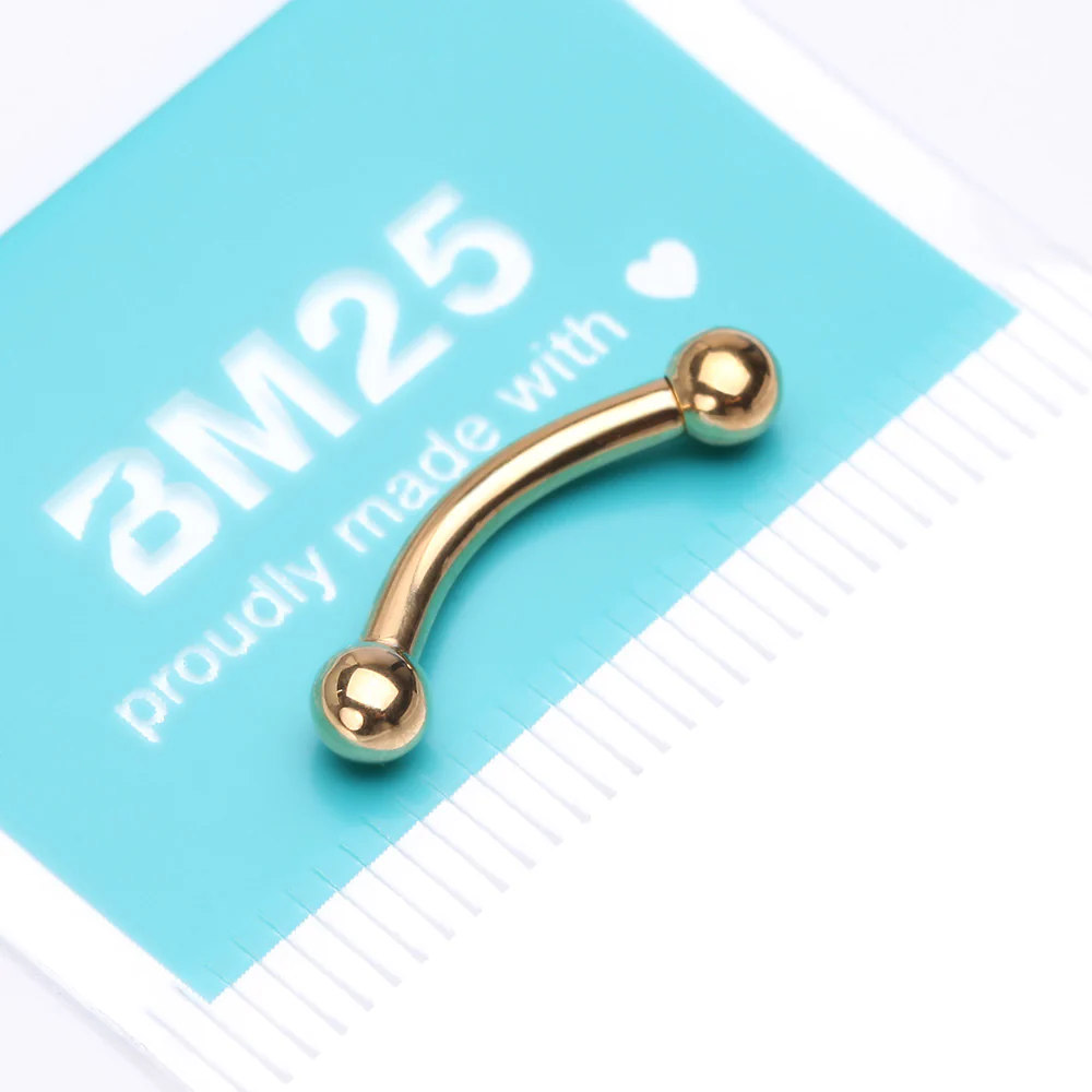 Pure24K Implant Grade Titanium Internally Threaded Basic Curved Barbell - Image 5