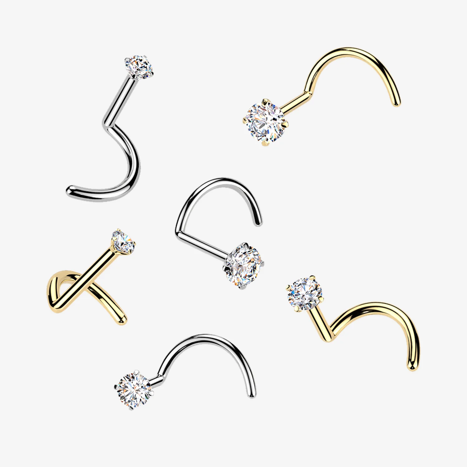 Pure24K Implant Grade Titanium Moissanite Sparkle Nose Screw Ring - Image 2