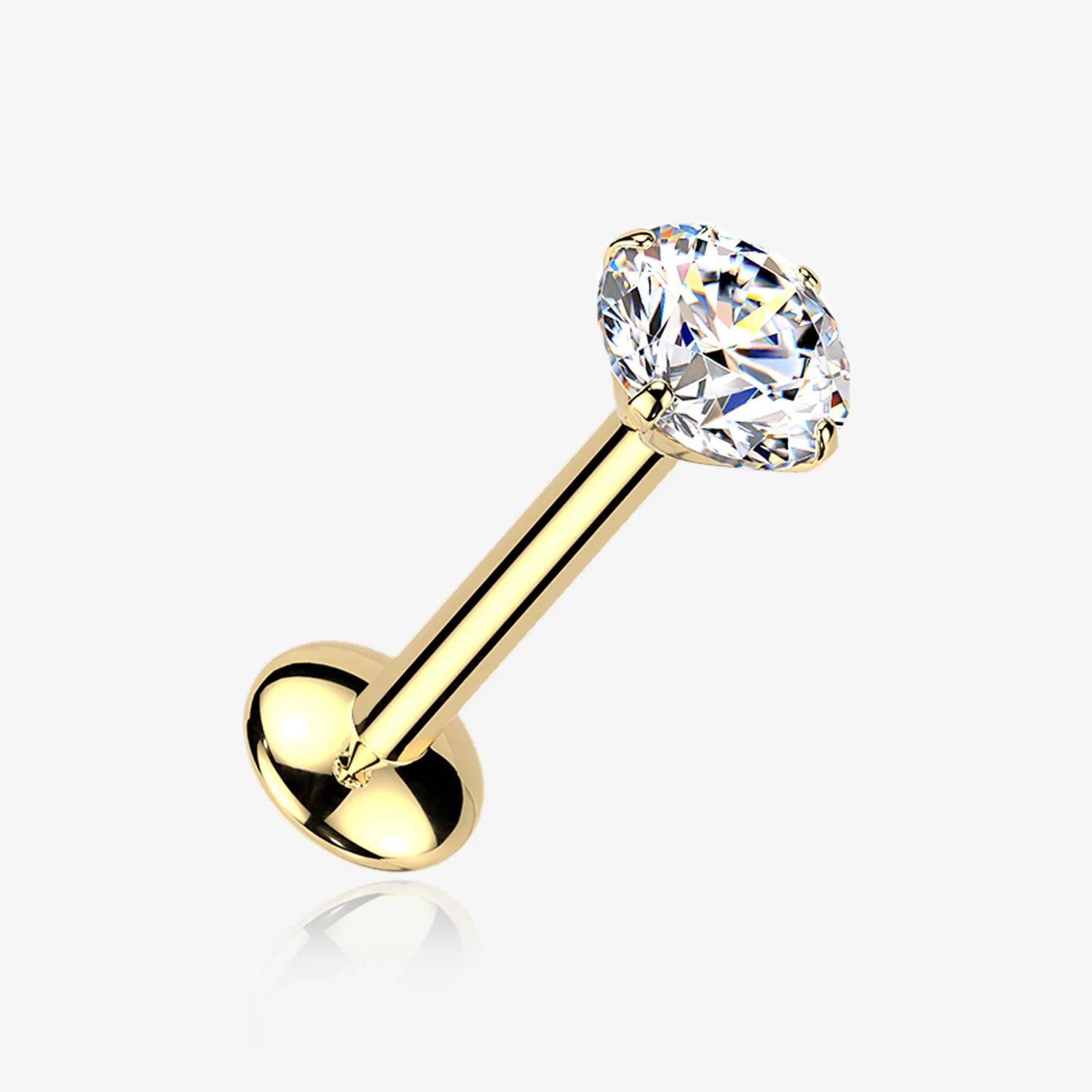Pure24K Implant Grade Titanium OneFit Threadless Moissanite Sparkle Flat Back Labret Stud